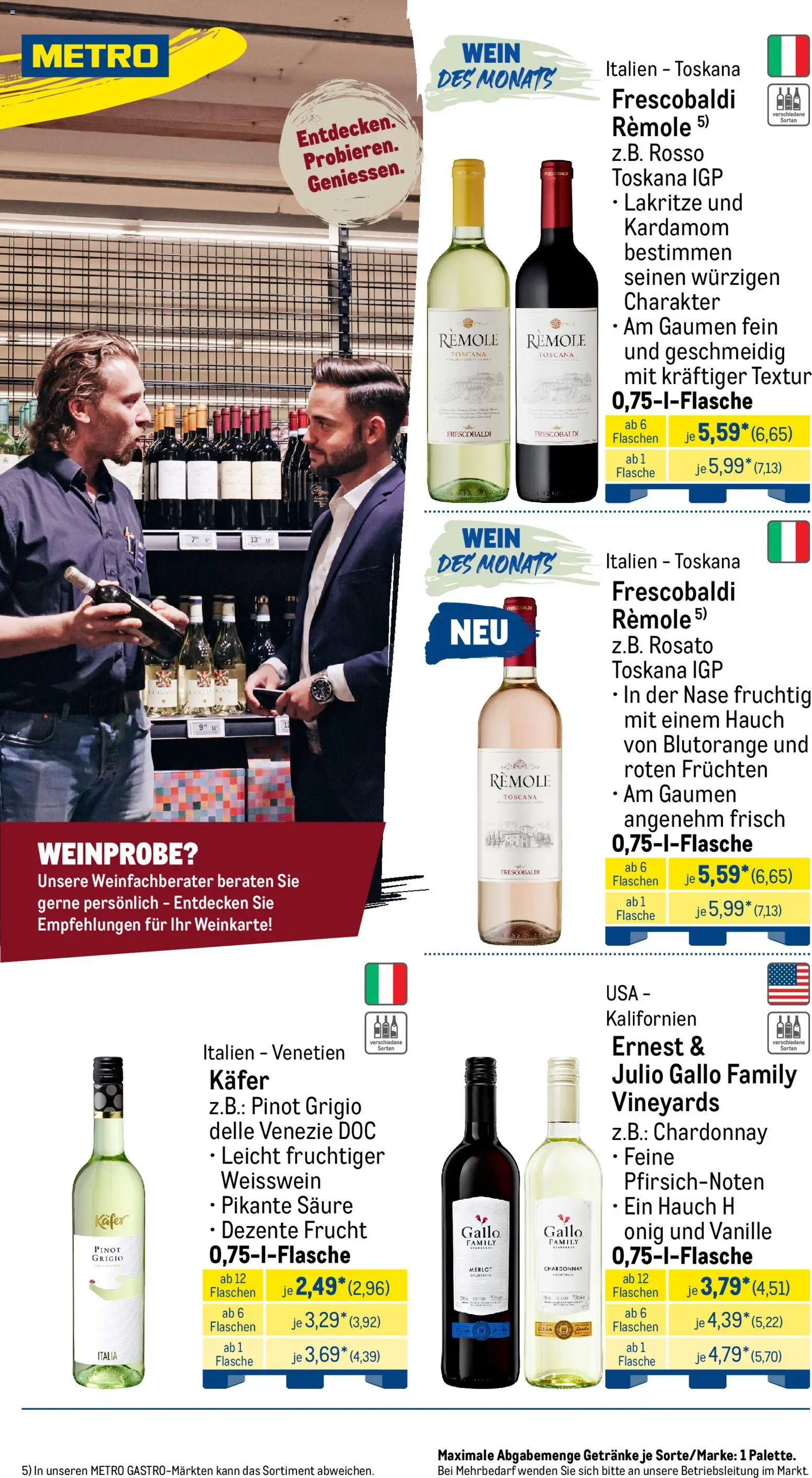 Metro Monats-Menü – gültig ab 01.03.2026 | Seite: 28 | Produkte: Weißwein, Merlot, Wein
