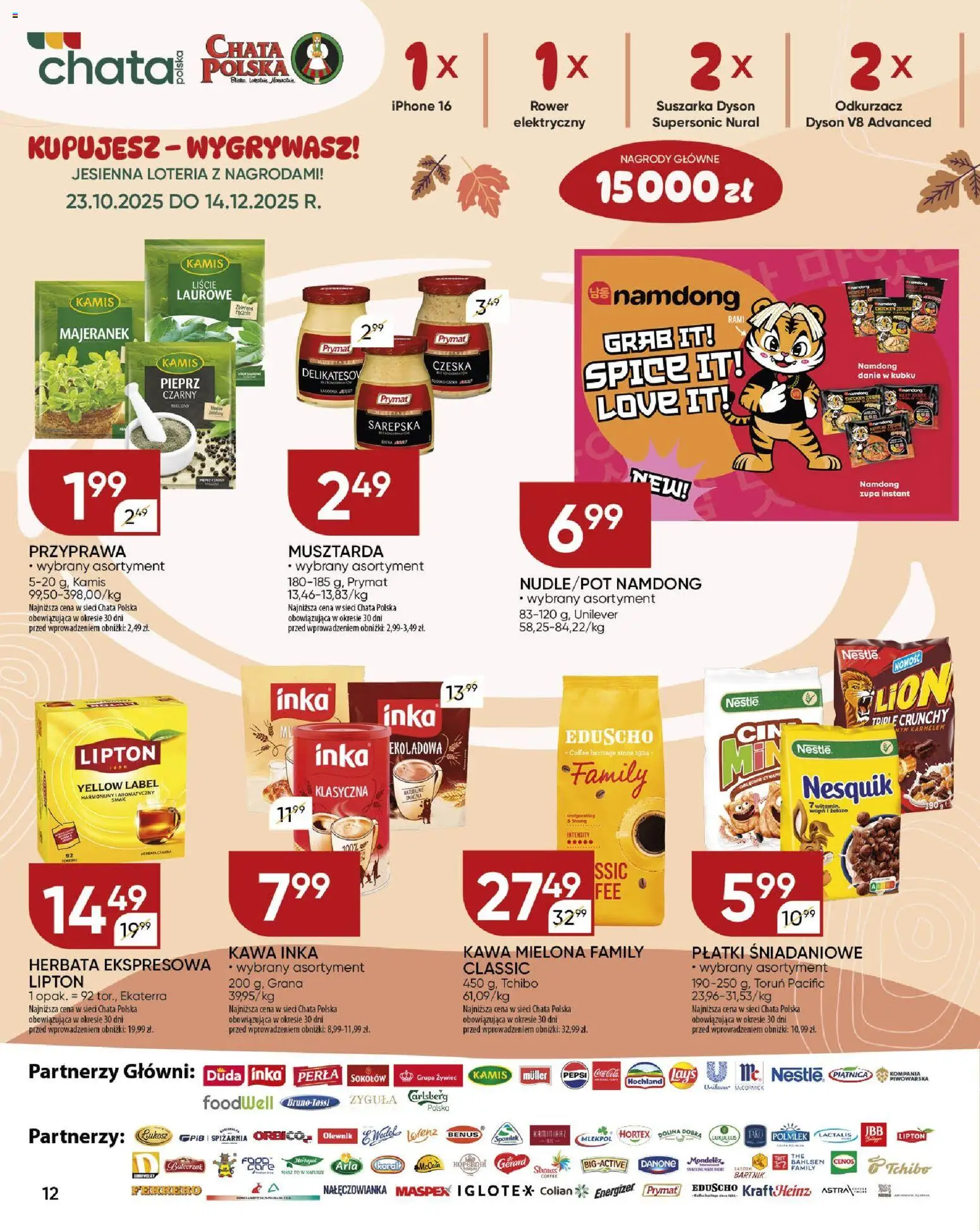 Chata Polska Gazetka od 23.10.2025 | Strona: 12 | Produkty: Płatki śniadaniowe, Musztarda, Zupa, Płatki