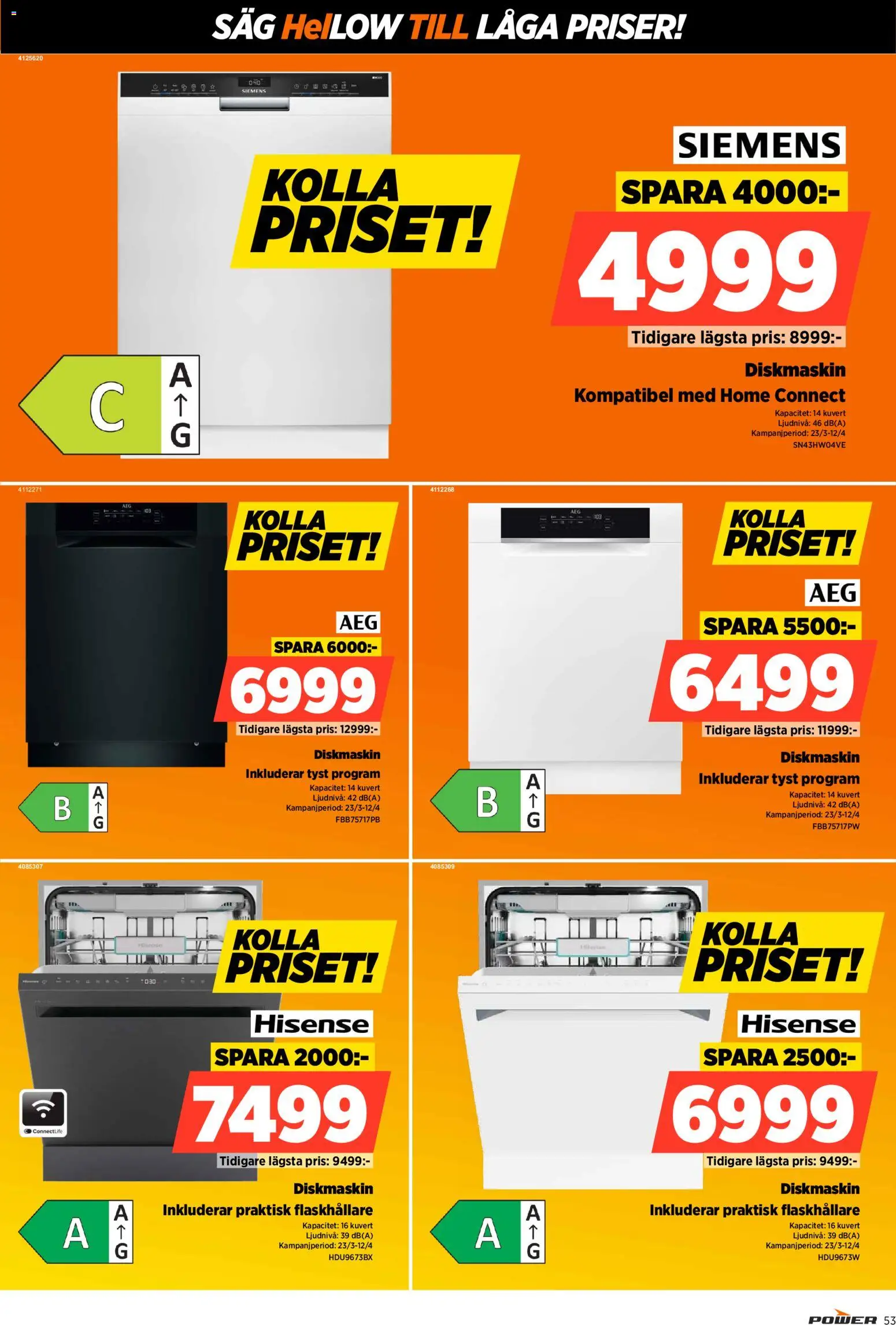 Power reklamblad aktuell från 30.03.2026 | Sida: 53 | Produkter: Diskmaskin, Såg, Kuvert