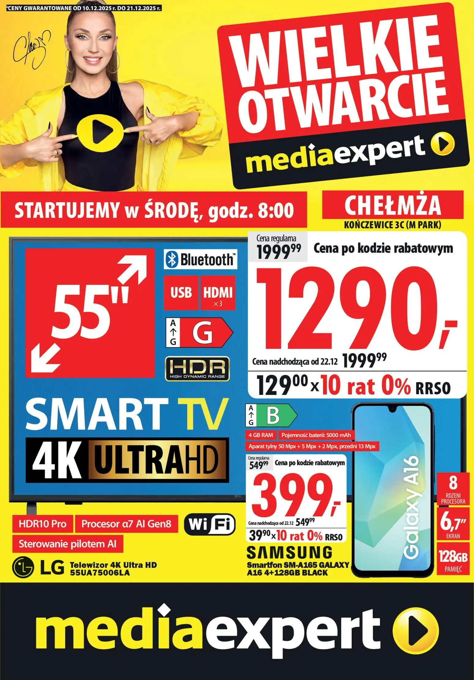Mediaexpert Gazetka - Wielkie otwarcie Chełmża od 10.12.2025 | Strona: 1 | Produkty: Smartfon, Telewizor