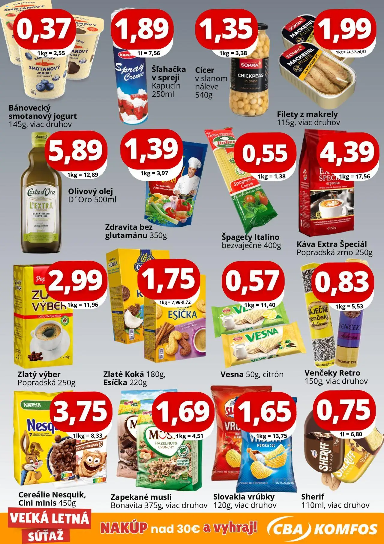 CBA Komfos Gastrocash Spišská Nová Ves │ platný od 18.07.2025 | Strana: 3 | Produkty: Olej, Káva, Cereálie, Soľ