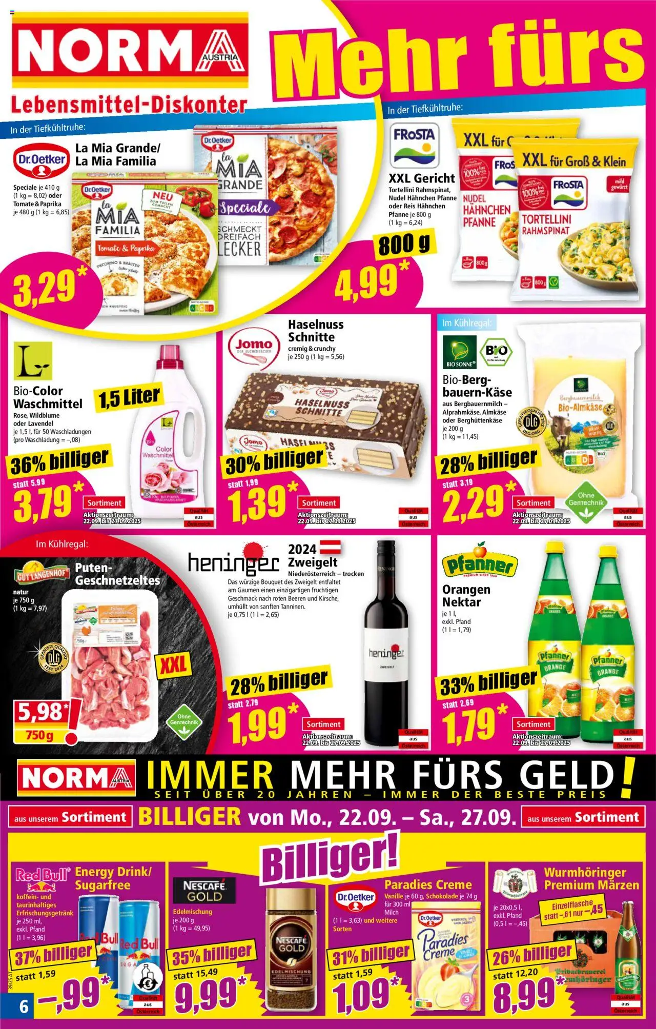 Norma Flugblatt gültig ab 22.09.2025 | Seite: 6 | Produkte: Milch, Orangen, Reis, Waschmittel