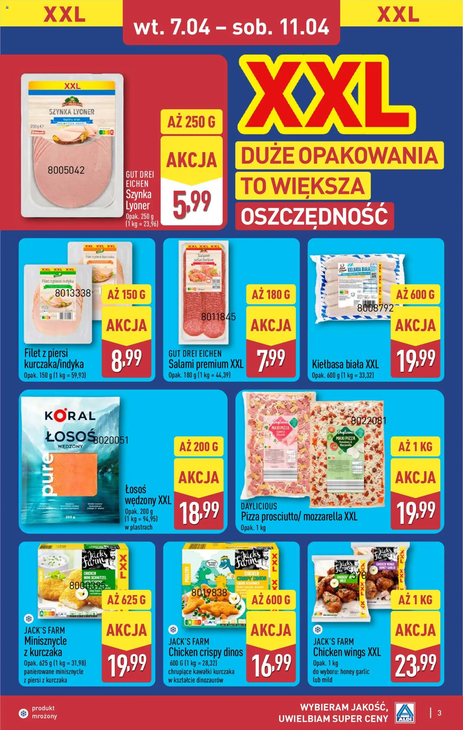 Aldi gazetka - Oferta specjalna od 07.04.2026 | Strona: 3 | Produkty: Łosoś wędzony, Szynka, Salami, Pizza