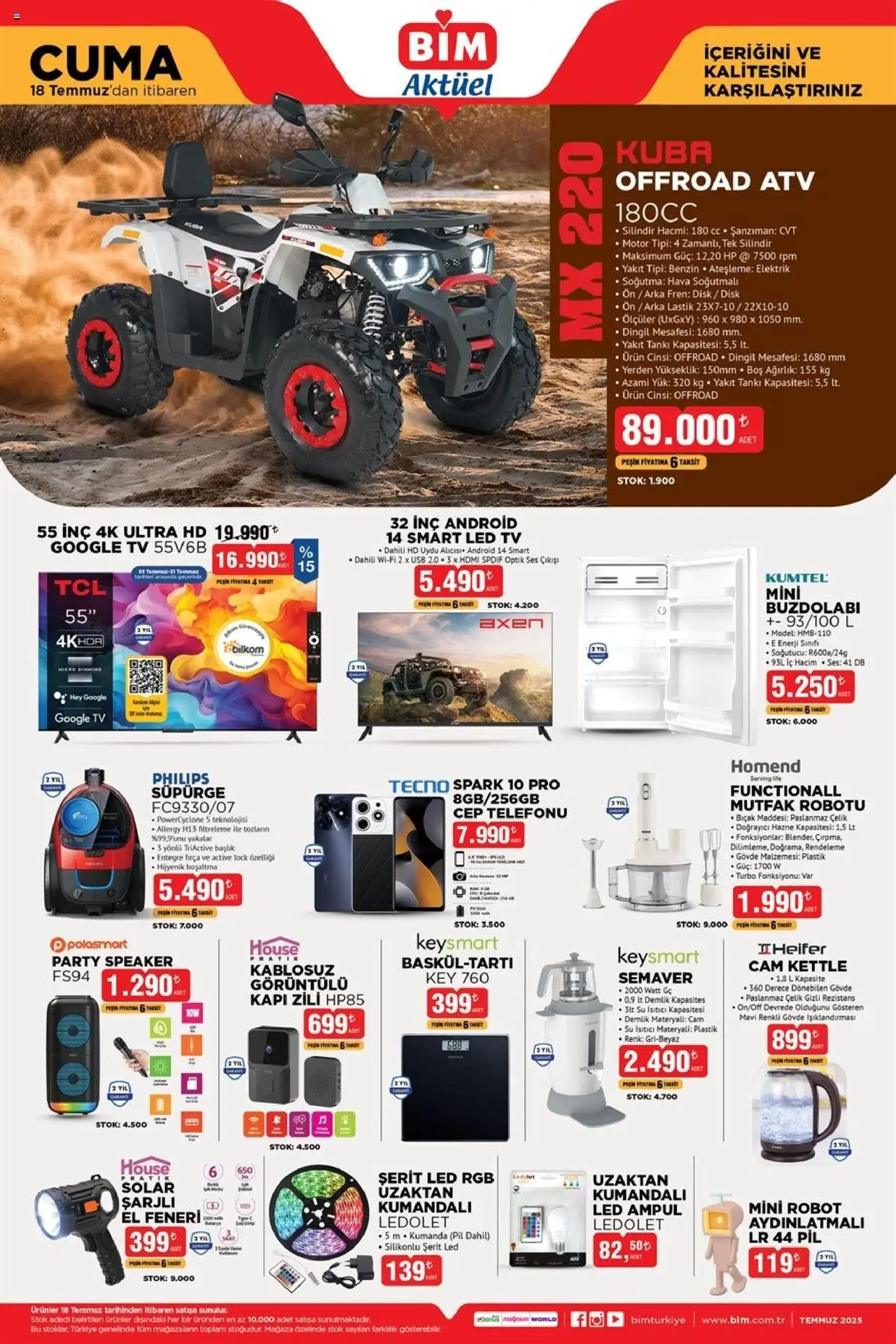 BİM - 18 Temmuz Cuma, Aktüel - 18.07.2025 tarihinden itibaren geçerlidir | Sayfa: 1 | Ürünler: Robot, Su, USB, Demlik