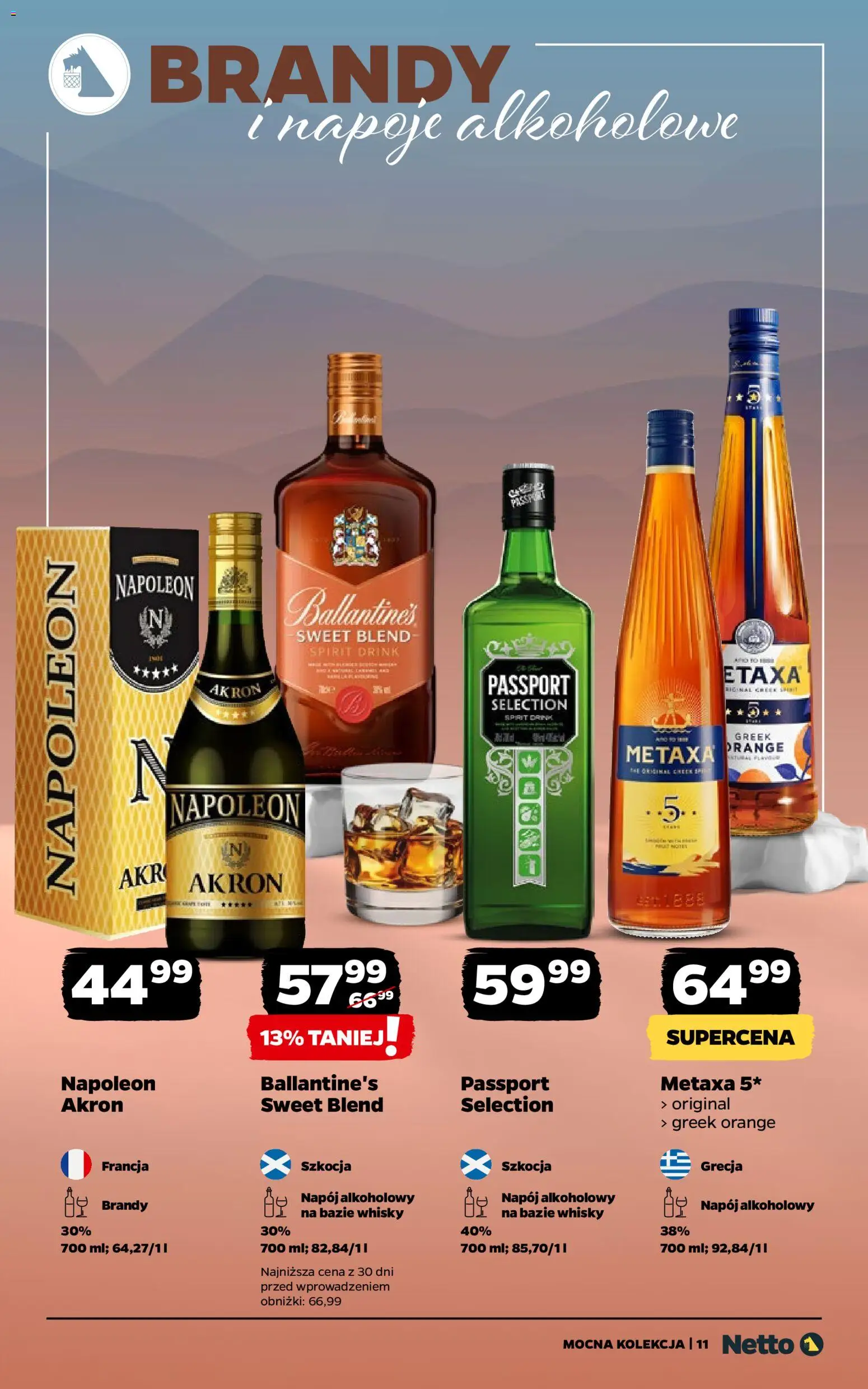 Netto gazetka - Alkohole mocne od 24.11.2025 | Strona: 11 | Produkty: Napoje, Metaxa, Whisky