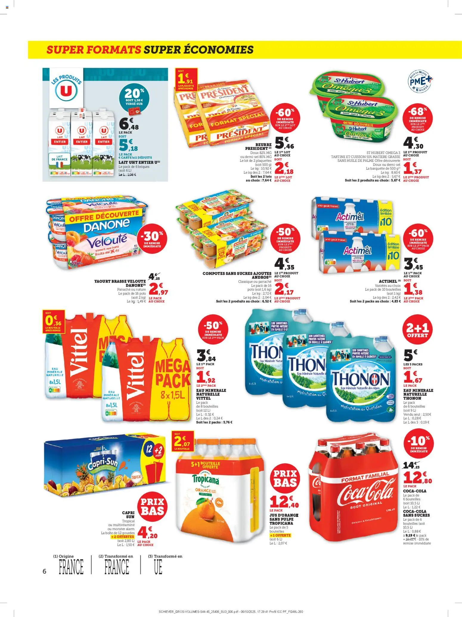 {H1} | Page: 6 | Produits: Eau minérale, Jus d'orange, Vittel, Jus