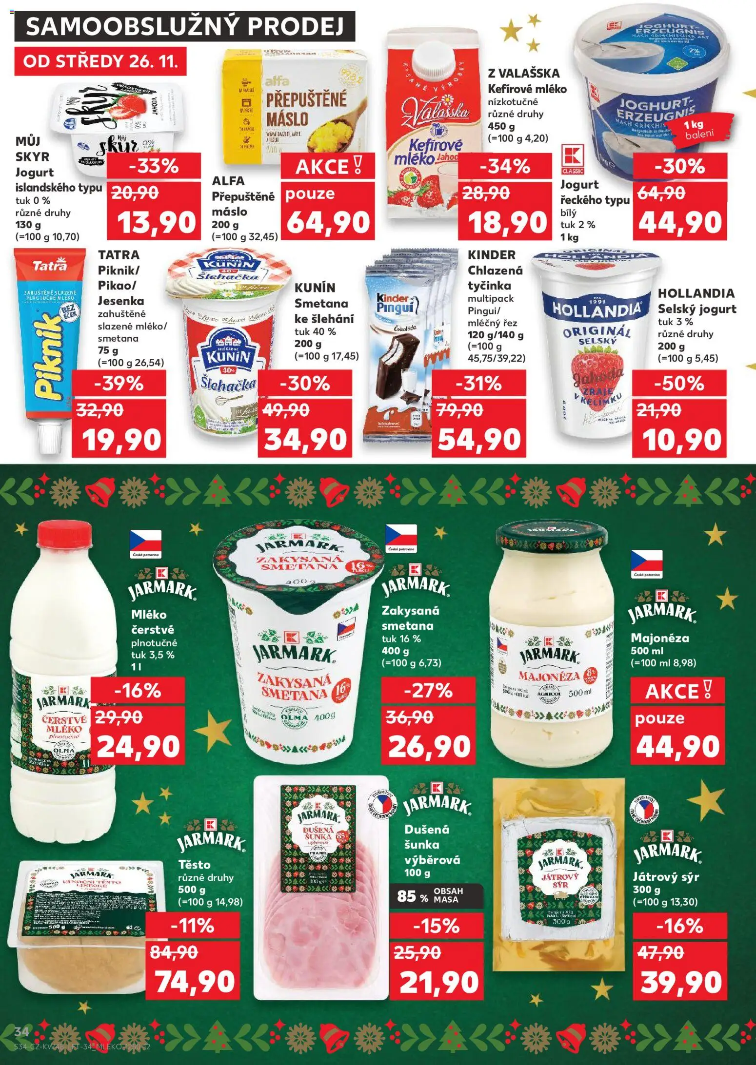 Kaufland leták - Liberec od 26.11.2025 | Strana: 34 | Produkty: Smetana ke šlehání, Majonéza, Hollandia, Kinder