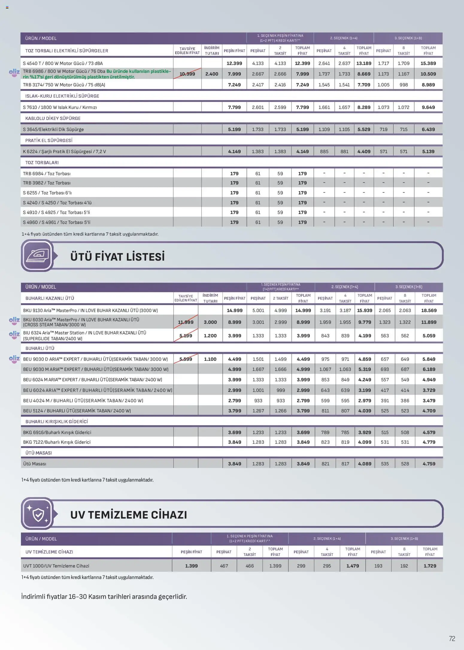 Arçelik Katalog - 16.11.2025 tarihinden itibaren geçerlidir | Sayfa: 72 | Ürünler: Ütü masası, Elektrikli süpürge, Ütü