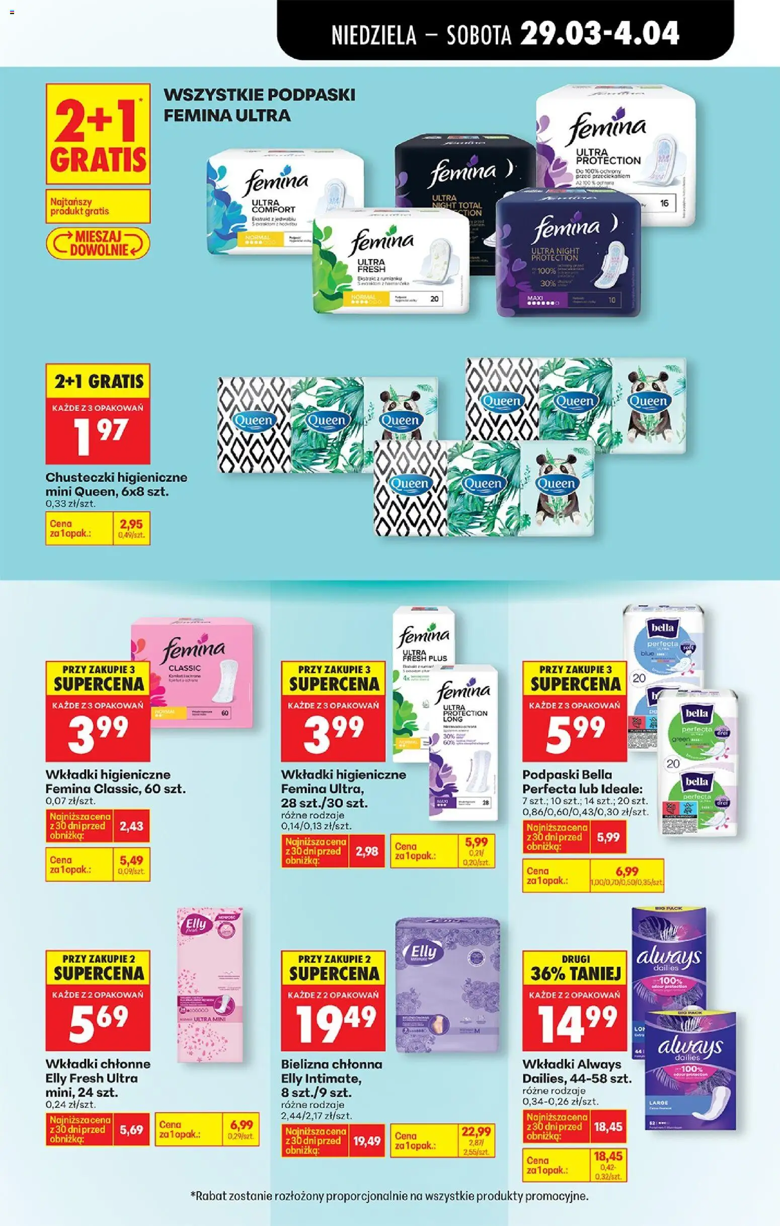 Biedronka gazetka od niedzieli od 29.03.2026 | Strona: 79 | Produkty: Bielizna, Podpaski bella, Podpaski, Wkładki higieniczne femina