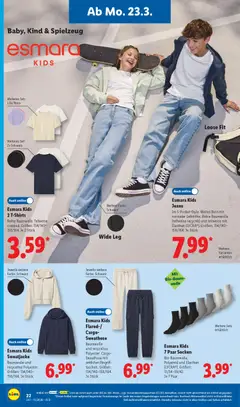 Lidl Prospekt ab 23.03.2026 gültig | Seite: 40 | Produkte: Sweathose, Sweatjacke, Socken, Jeans