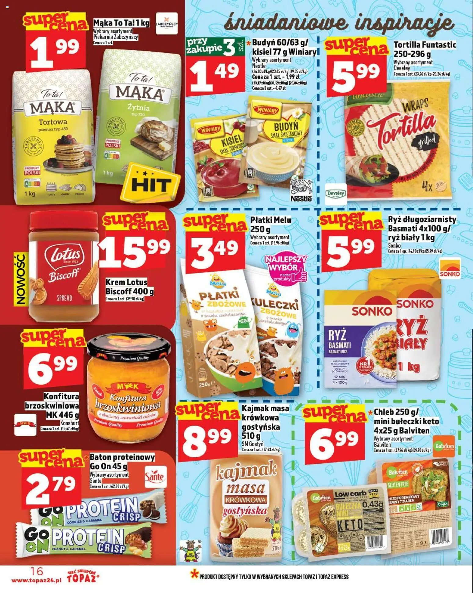 Topaz Gazetka od 30.10.2025 | Strona: 16 | Produkty: Piekarnia, Kajmak, Baton, Płatki