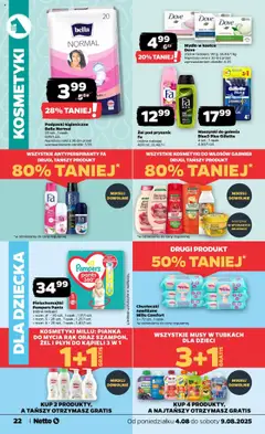 Netto gazetka od 04.08.2025 | Strona: 22 | Produkty: Kosmetyki, Pieluchomajtki, Płyn do kąpieli, Maszynki do golenia