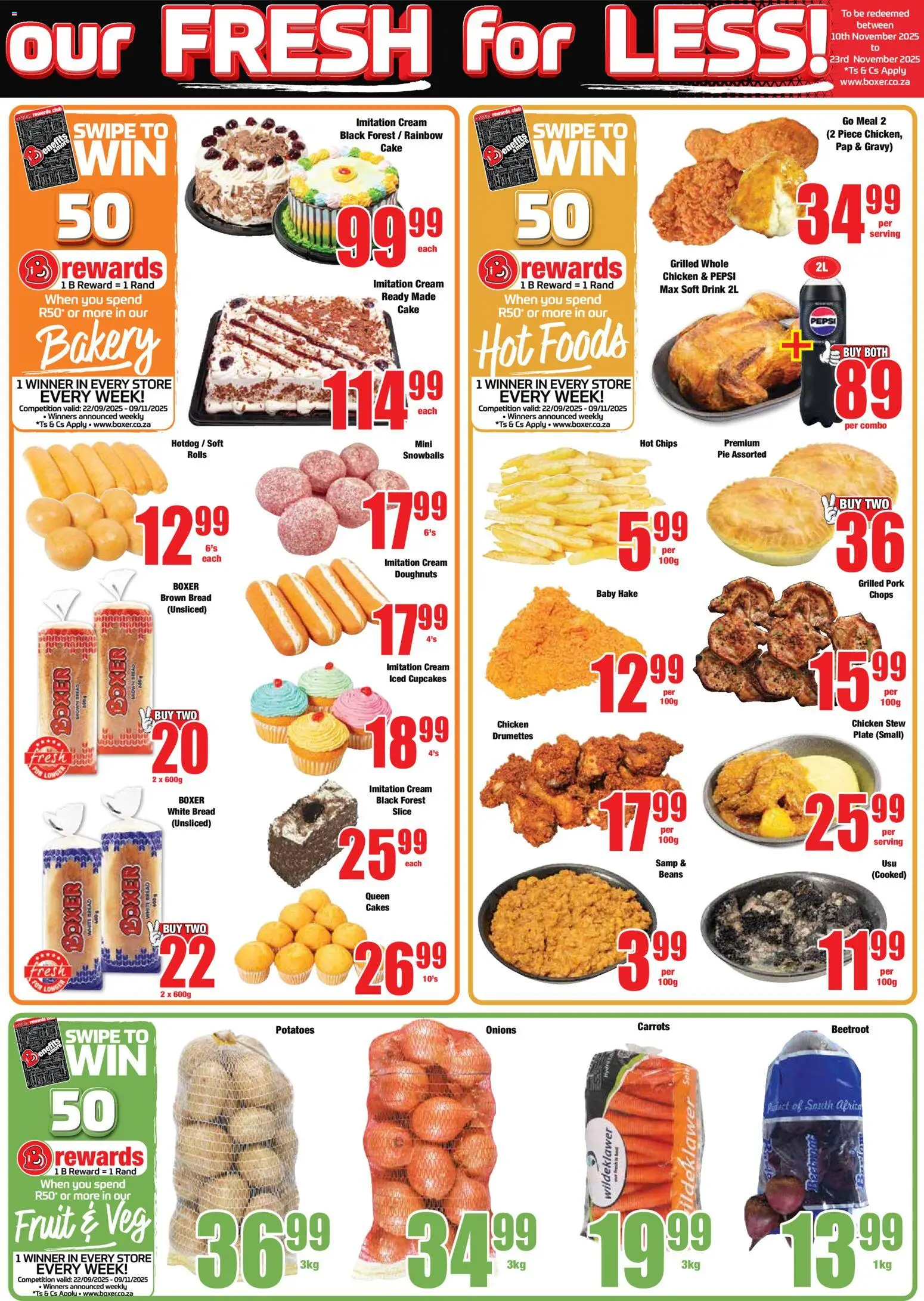 New Boxer catalogue – valid from 23.10.2025 | Page: 3 | Products: Chicken, Chips, Onions, Fruit