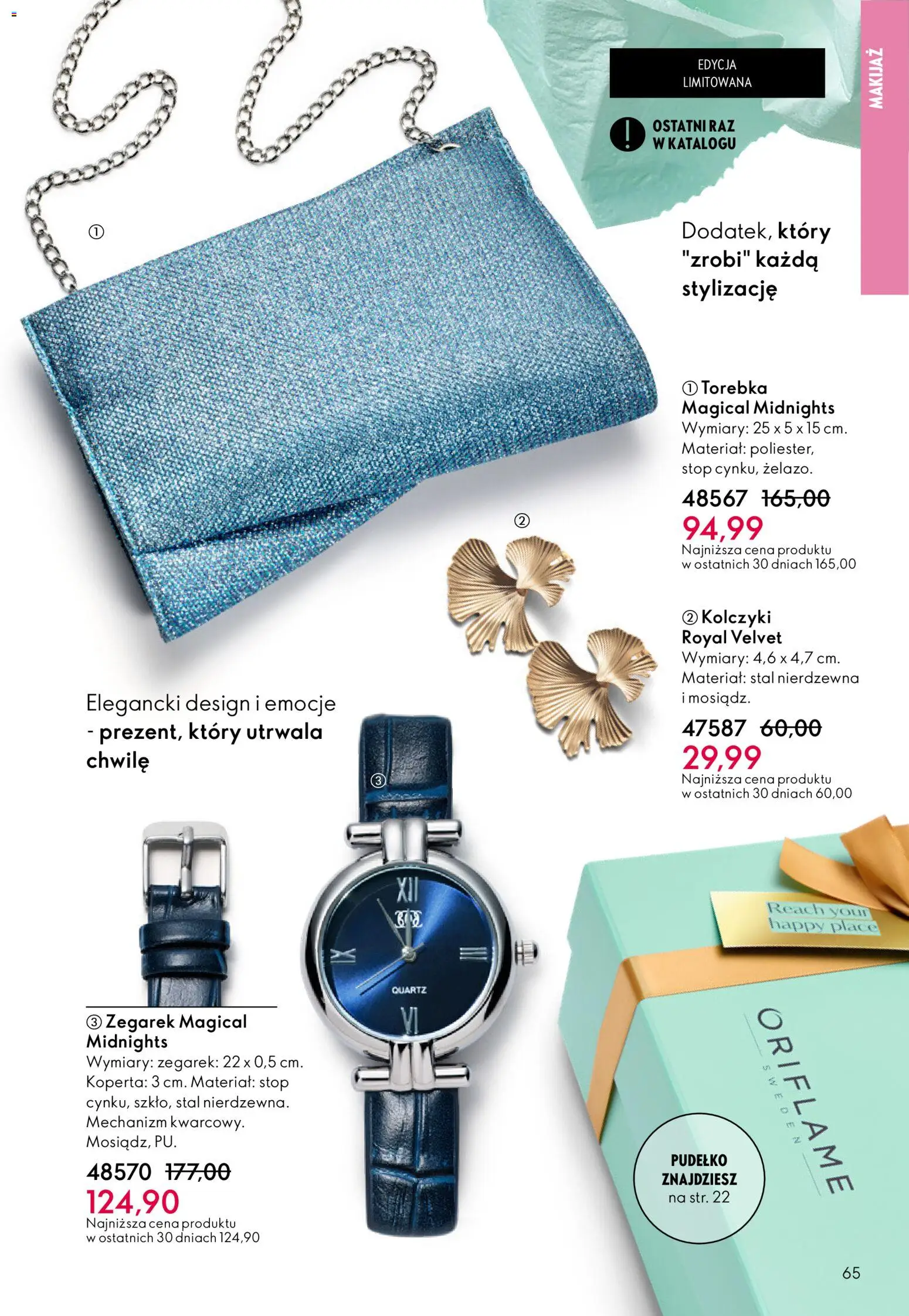 Oriflame Katalog 3 2026 od 11.02.2026 | Strona: 65 | Produkty: Zegarek, Torebka, Pudełko, Makijaż