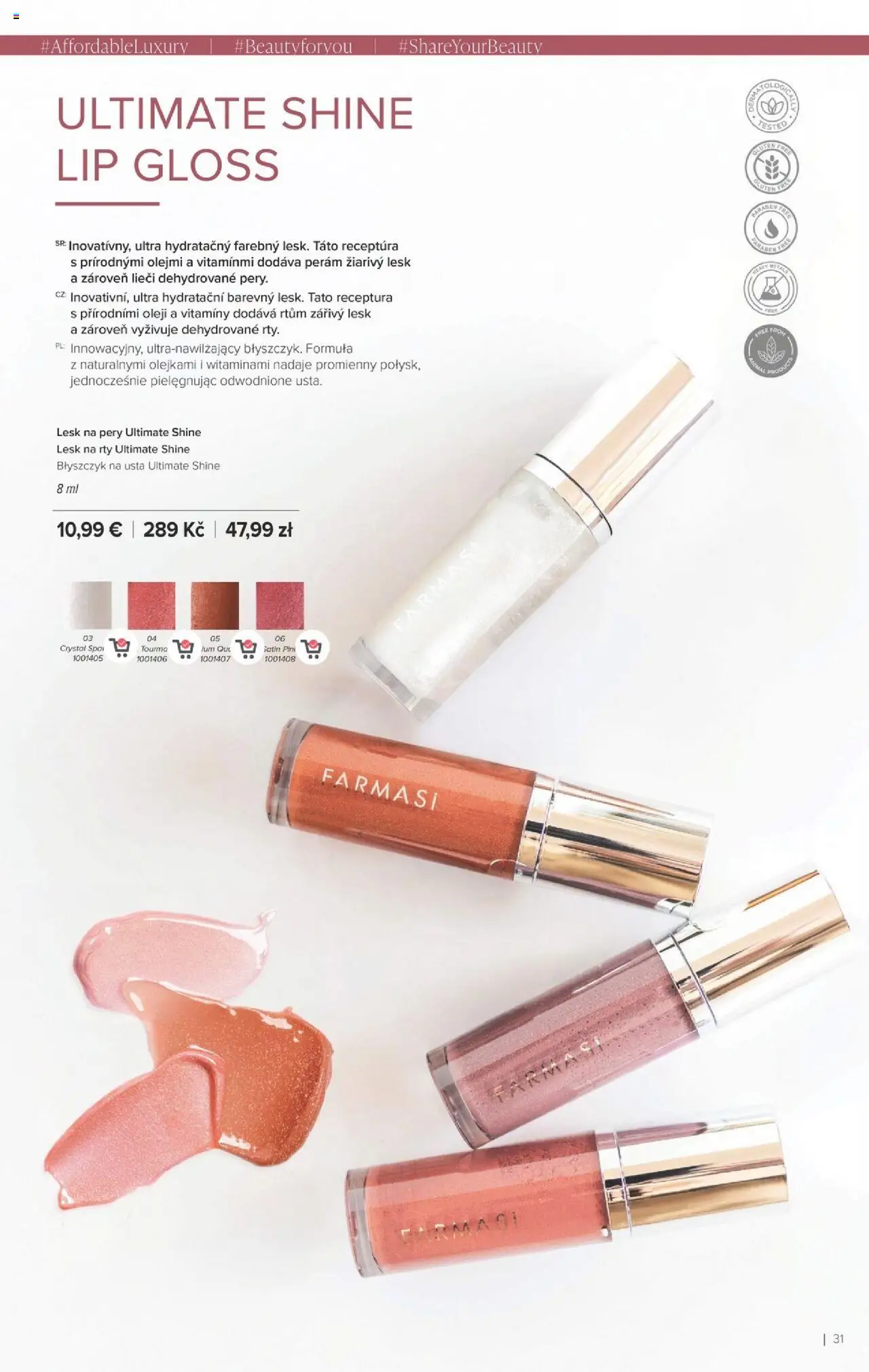 Nové Farmasi akcie – leták je platný od 24.09.2025 | Strana: 31 | Produkty: Lesk na pery