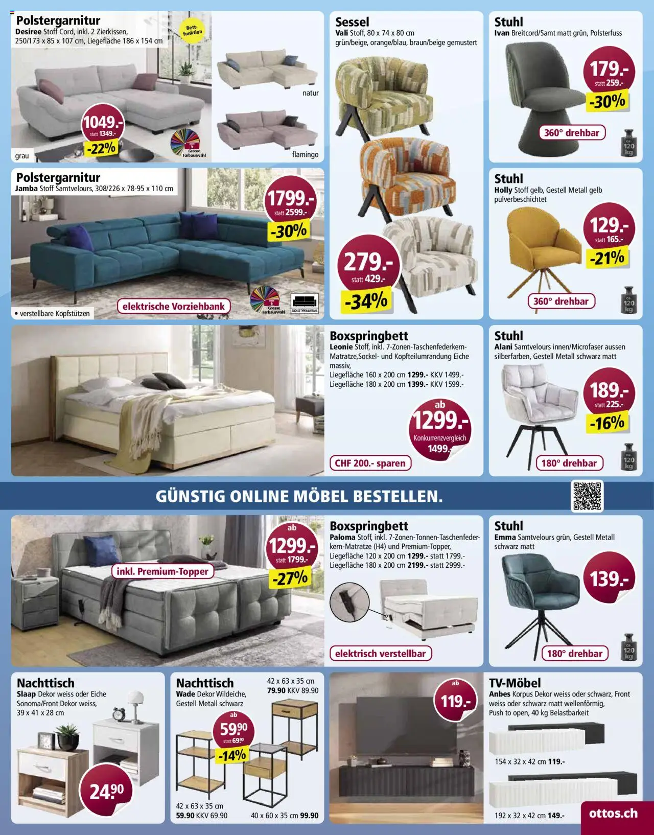 Otto's Aktionen – gültig ab 15.10.2025 | Seite: 15 | Produkte: Nachttisch, Sessel, Bett, Boxspringbett