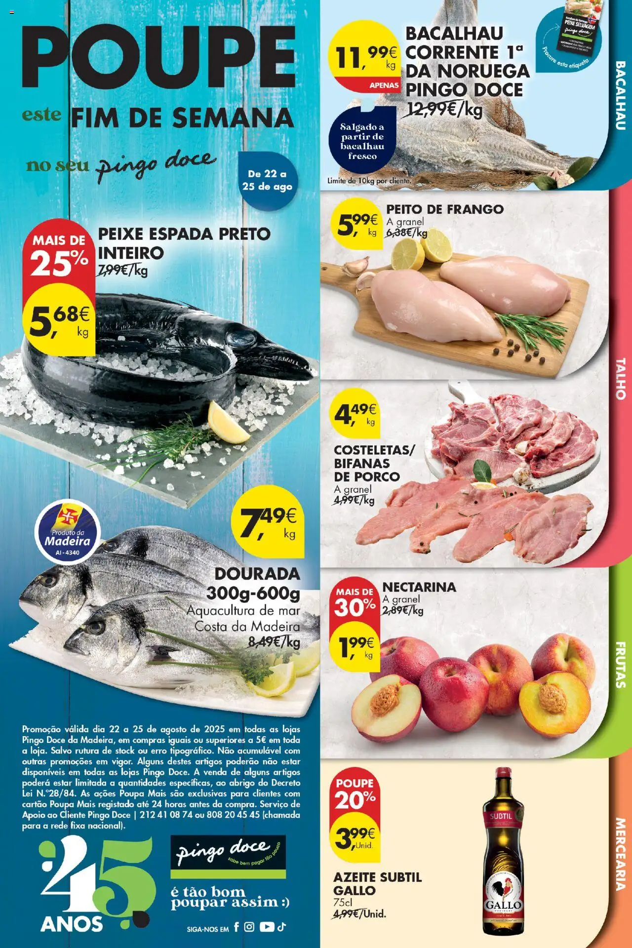 Pingo Doce Poupe este Fim de Semana Madeira │ válido de 22.08.2025 | Página: 1 | Produtos: Dourada, Azeite, Bacalhau, Peito de frango
