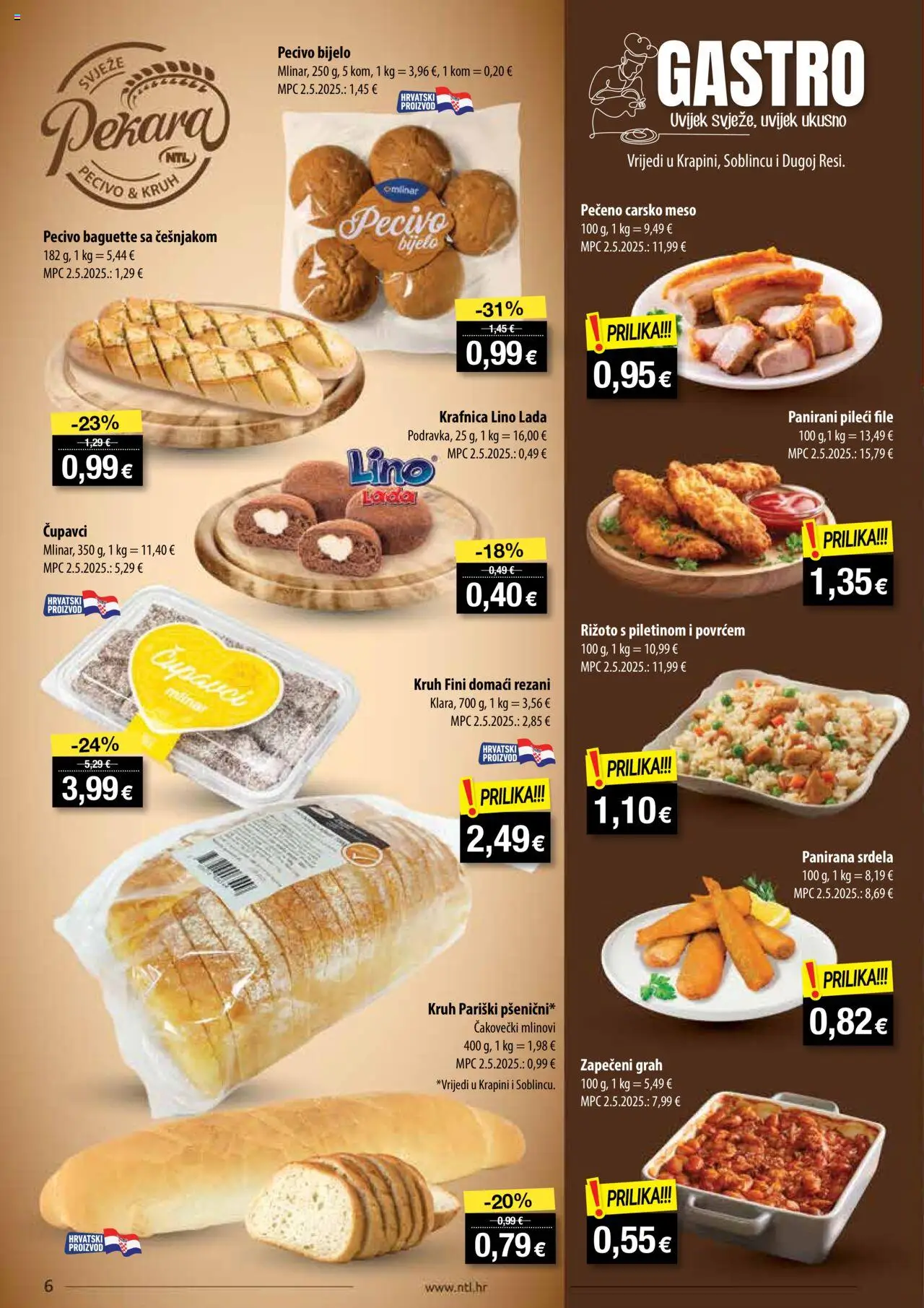 NTL katalog | vrijedi od 30.07.2025 | Stranica: 6 | Proizvodi: Pileći file, Kruh, Meso, Pecivo