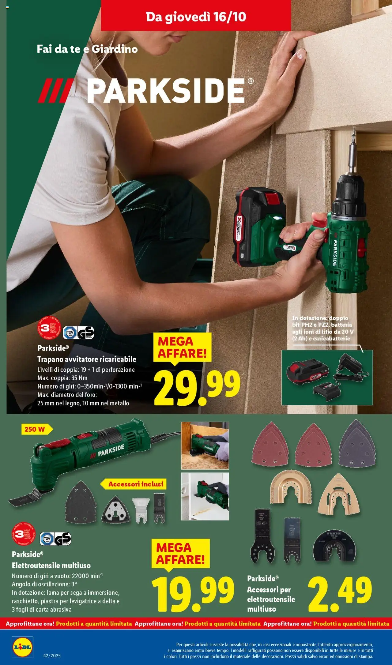 Volantino Lidl del 13.10.2025 | Pagina: 46 | Prodotti: Avvitatore, Trapano, Sega, Batteria