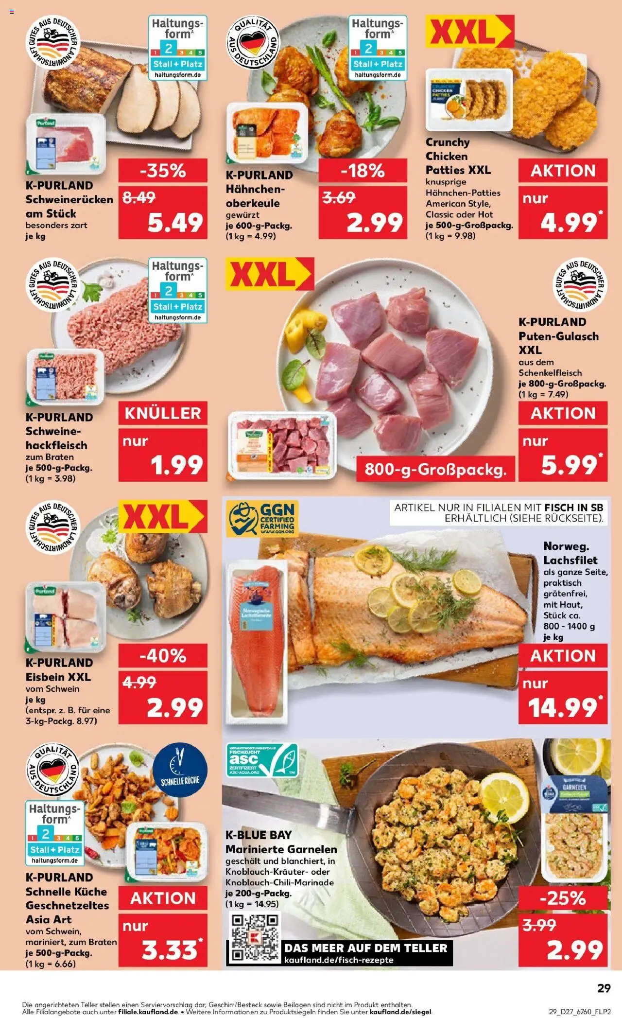 Kaufland prospekt Roth	 - gültig ab dem 03.07.2025 | Seite: 29 | Produkte: Hahnchen, Küche, Garnelen, Hackfleisch