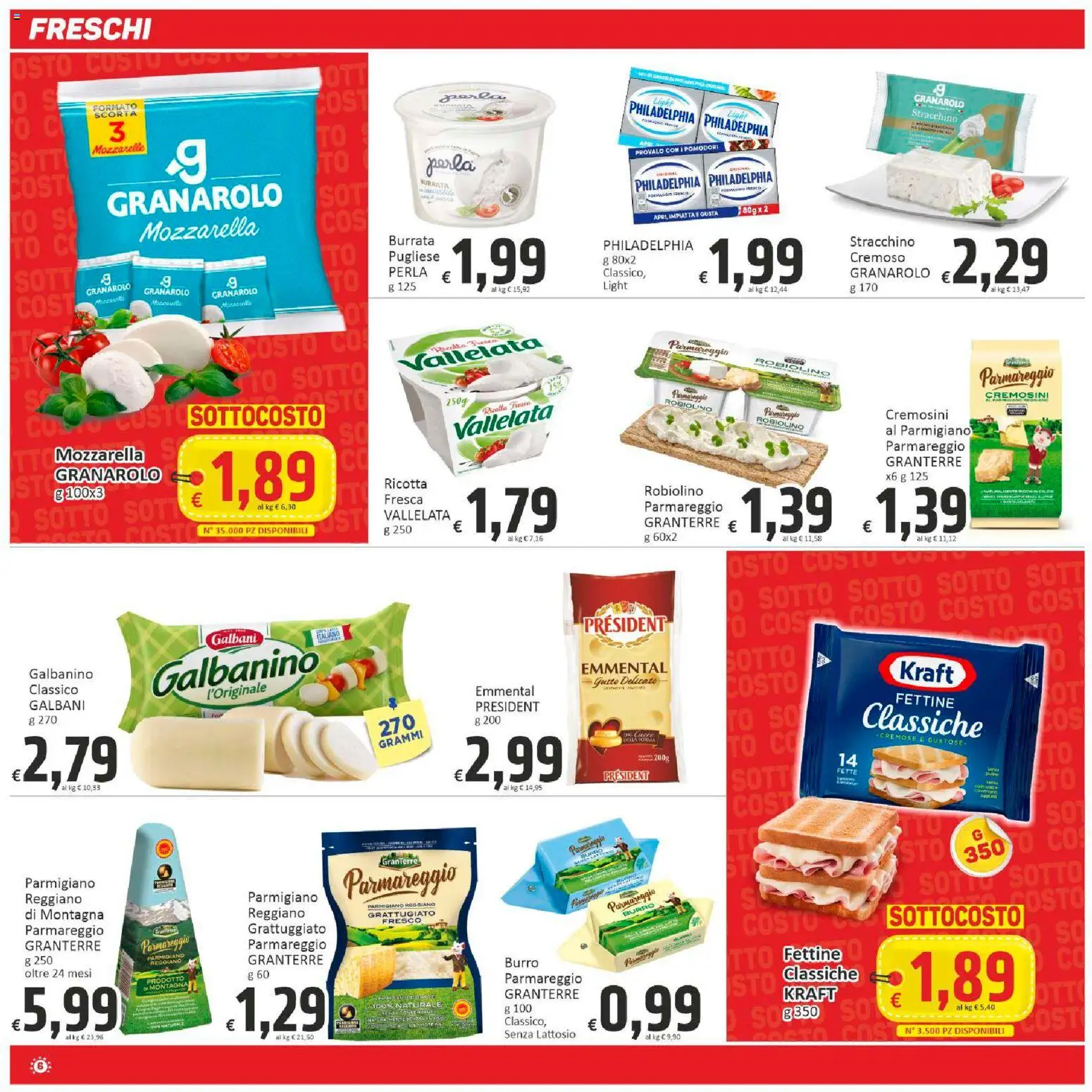 Volantino Paghi Poco del 30.01.2026 | Pagina: 6 | Prodotti: Burro, Parmigiano reggiano, Parmigiano, Emmental