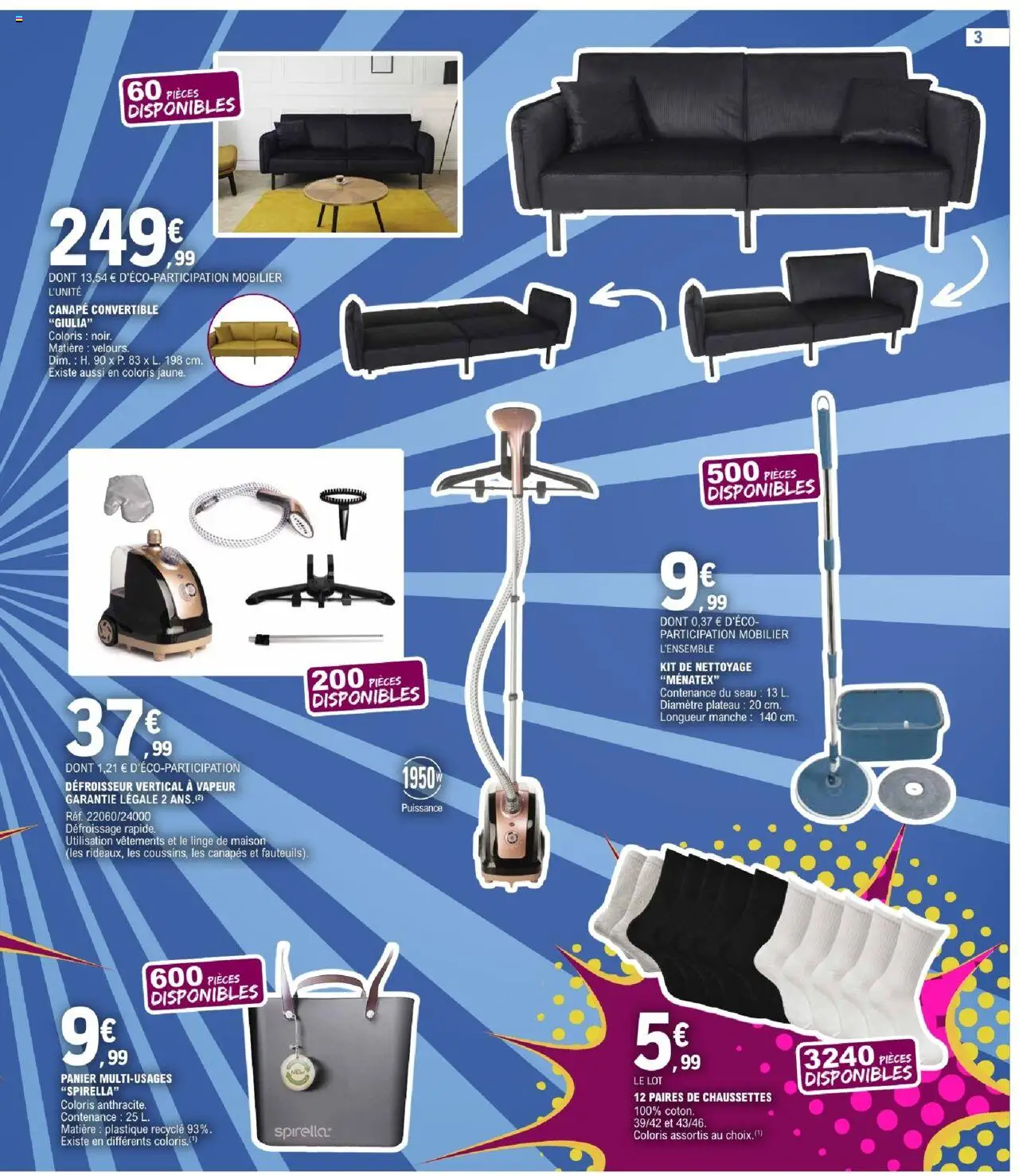  | Page: 3 | Produits: Canapé convertible, Canapé, Panier, Vêtements