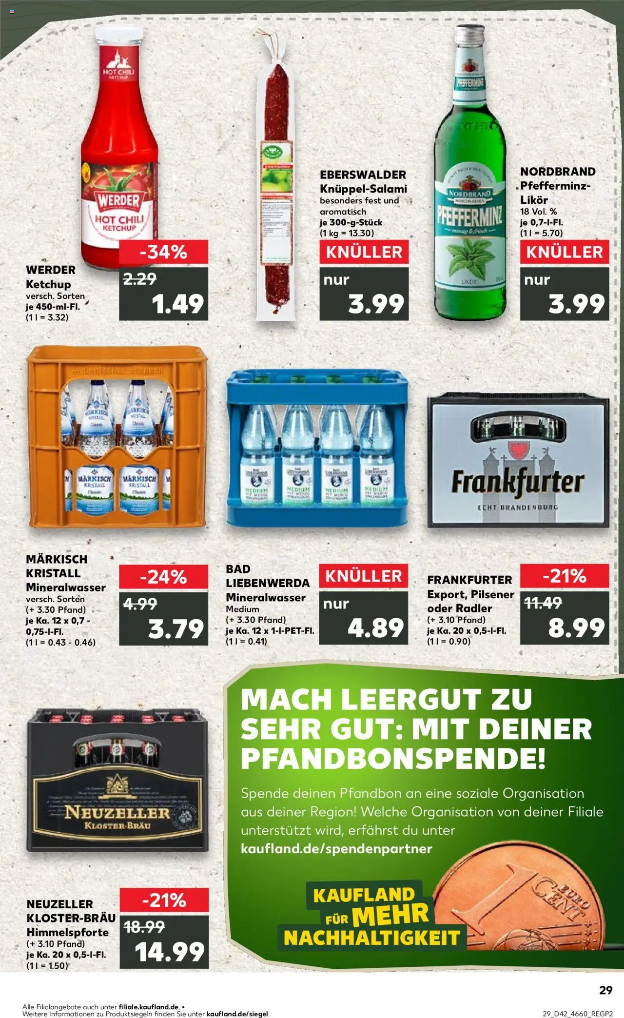 Kaufland prospekt Frankfurt (Oder)	 – gültig ab 16.10.2025 | Seite: 29 | Produkte: Mineralwasser, Radler, Chili, Ketchup