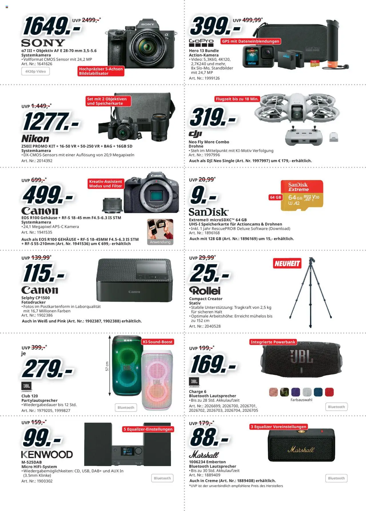 Media Markt Angebote gültig ab 30.07.2025 | Seite: 9 | Produkte: Kamera, Speicherkarte, Lautsprecher, Creme