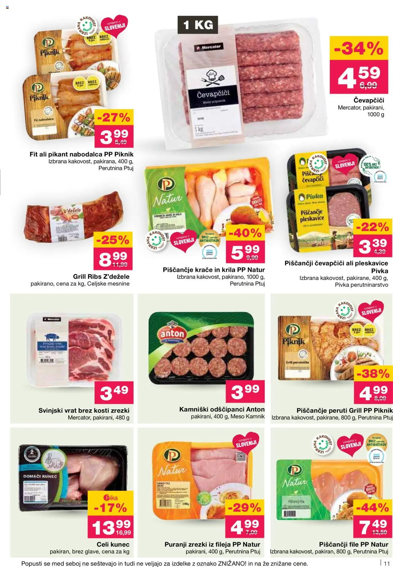 Mercator katalog │ velja od 07.08.2025 | Stran: 11 | Izdelki: Čevapčiči, Pleskavice, Zrezki, Grill