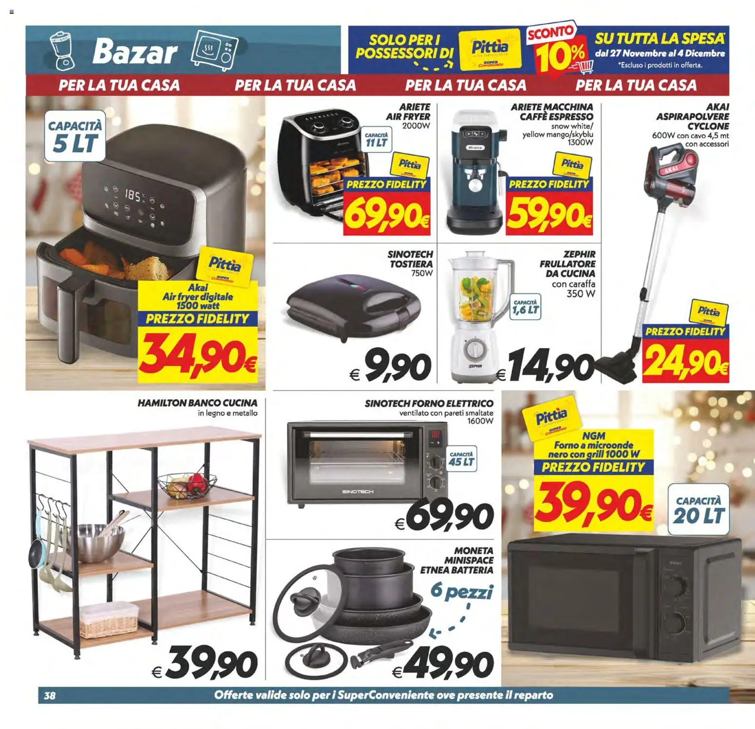 Volantino SuperConveniente del 27.11.2025 | Pagina: 38 | Prodotti: Caraffa, Cavo, Aspirapolvere, Forno elettrico