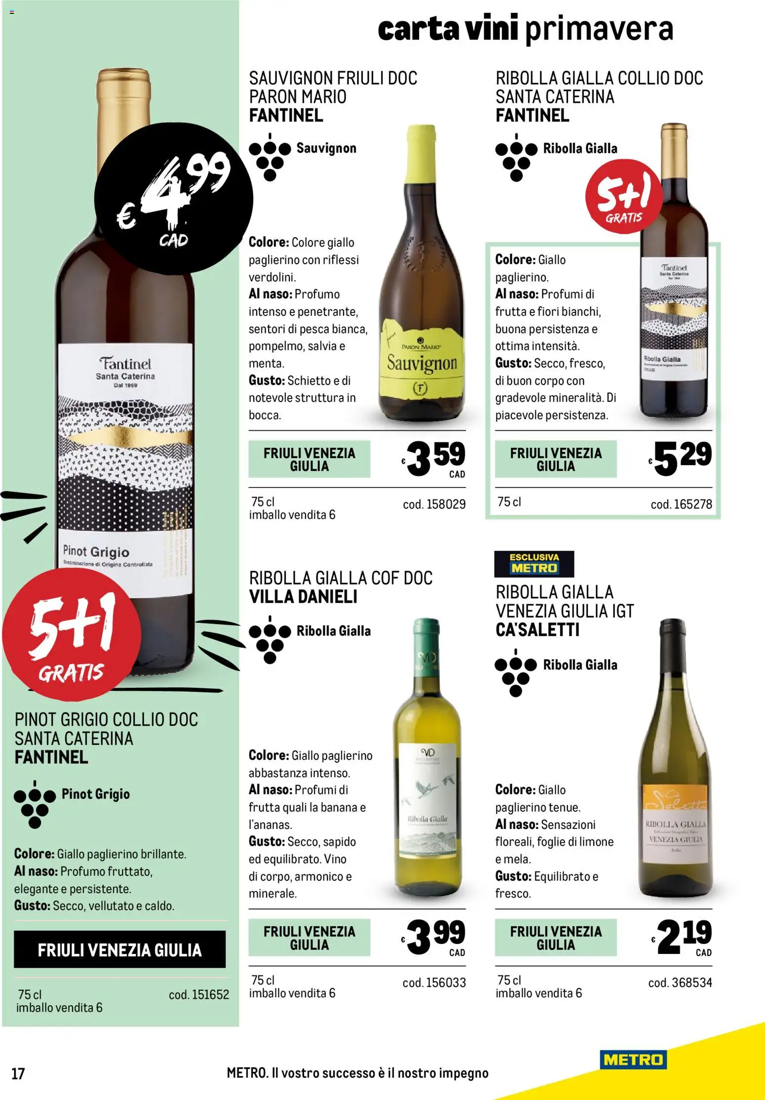 Volantino Metro del 05.03.2026 | Pagina: 17 | Prodotti: Limone, Vino, Pesca, Profumo