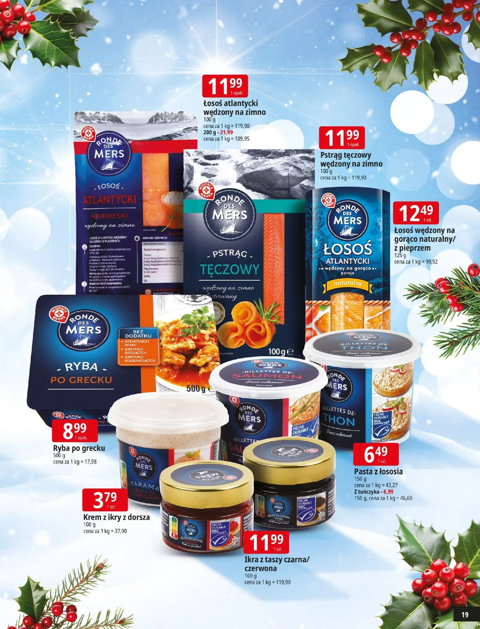 E.Leclerc Gazetka - Zamość Święta od 09.12.2025 | Strona: 19 | Produkty: Łosoś atlantycki, Ryba po grecku, Ryba, Krem