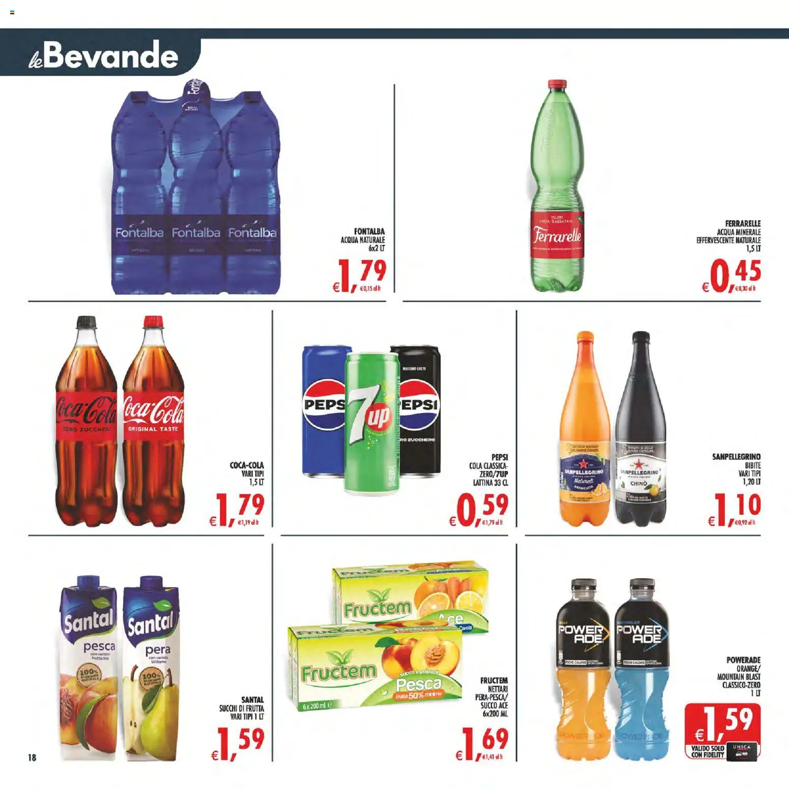 Volantino Decò del 17.03.2026 | Pagina: 18 | Prodotti: Pera, Acqua naturale, Bibite, Coca Cola