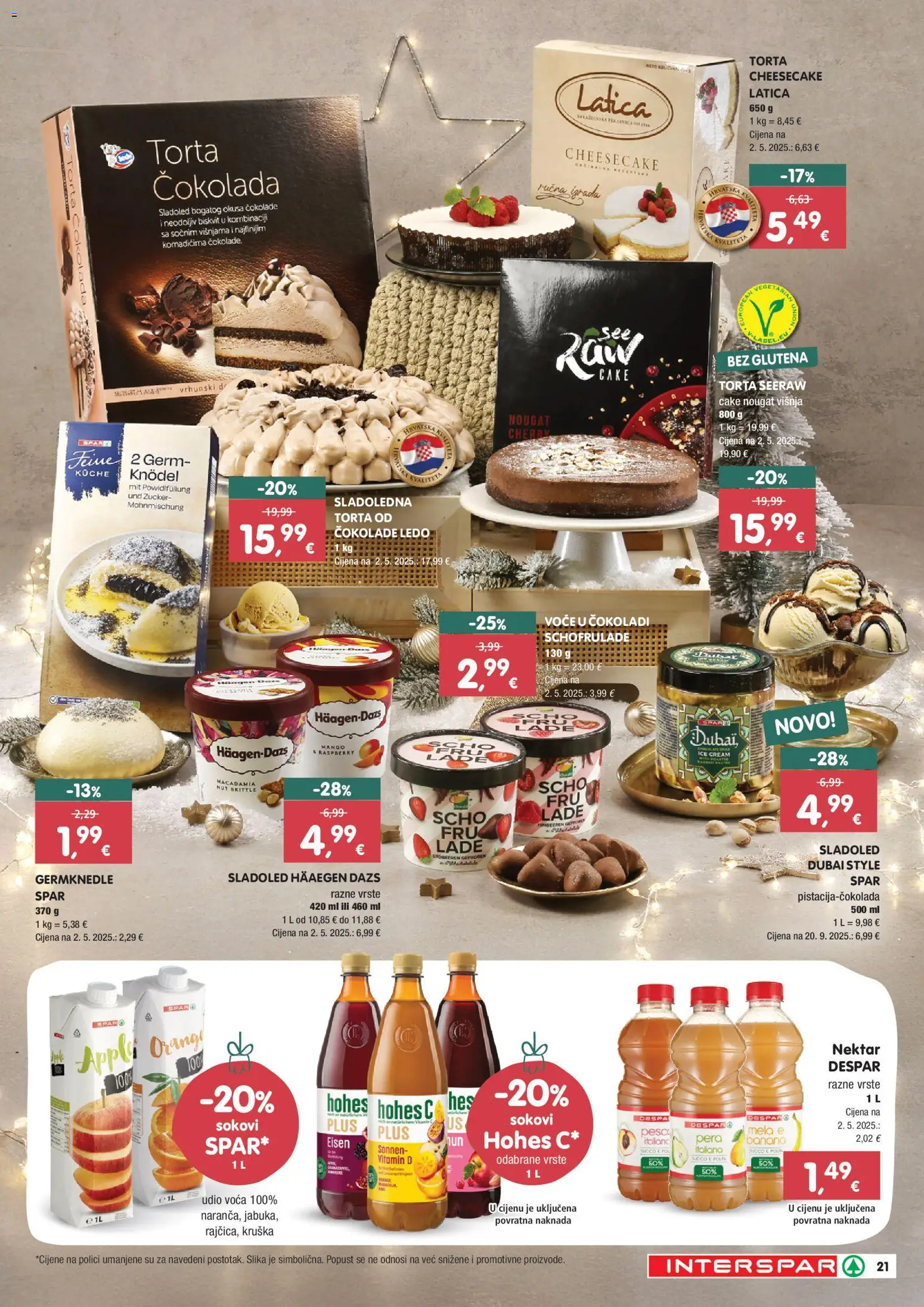 Interspar katalog | vrijedi od 27.11.2025 | Stranica: 21 | Proizvodi: Čokolada, Ledo, Sladoled, Torta