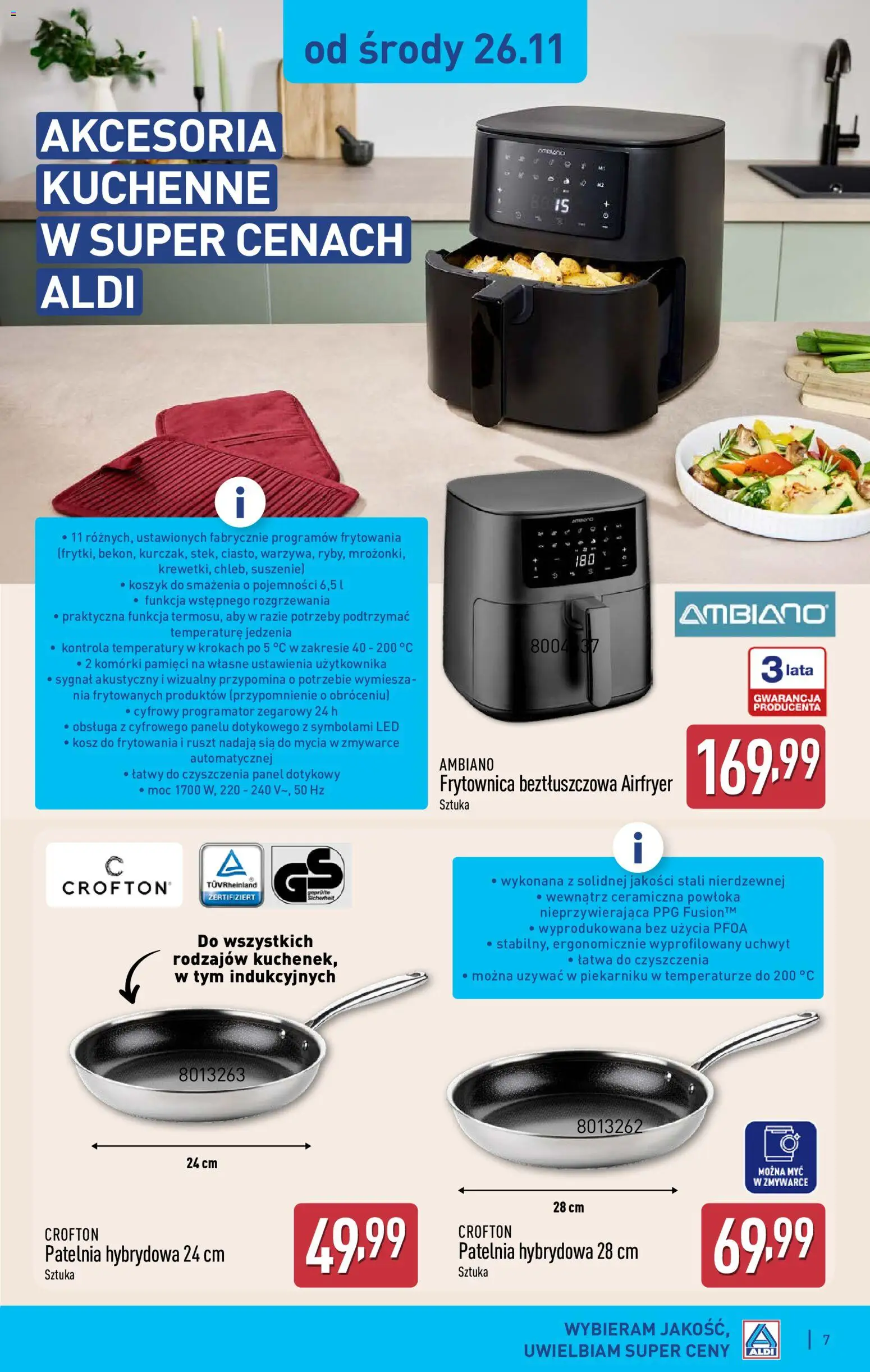 Aldi Gazetka - Hity od Środy i od Soboty od 26.11.2025 | Strona: 7 | Produkty: Ruszt, Kosz, Patelnia
