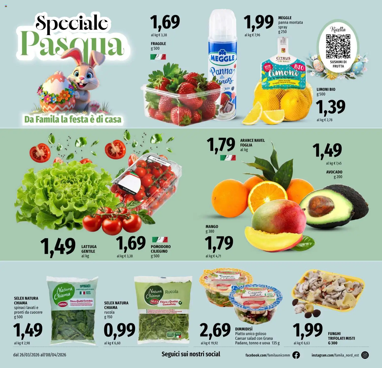 Volantino Famila del 26.03.2026 | Pagina: 4 | Prodotti: Fragole, Pomodoro, Tonno, Lattuga