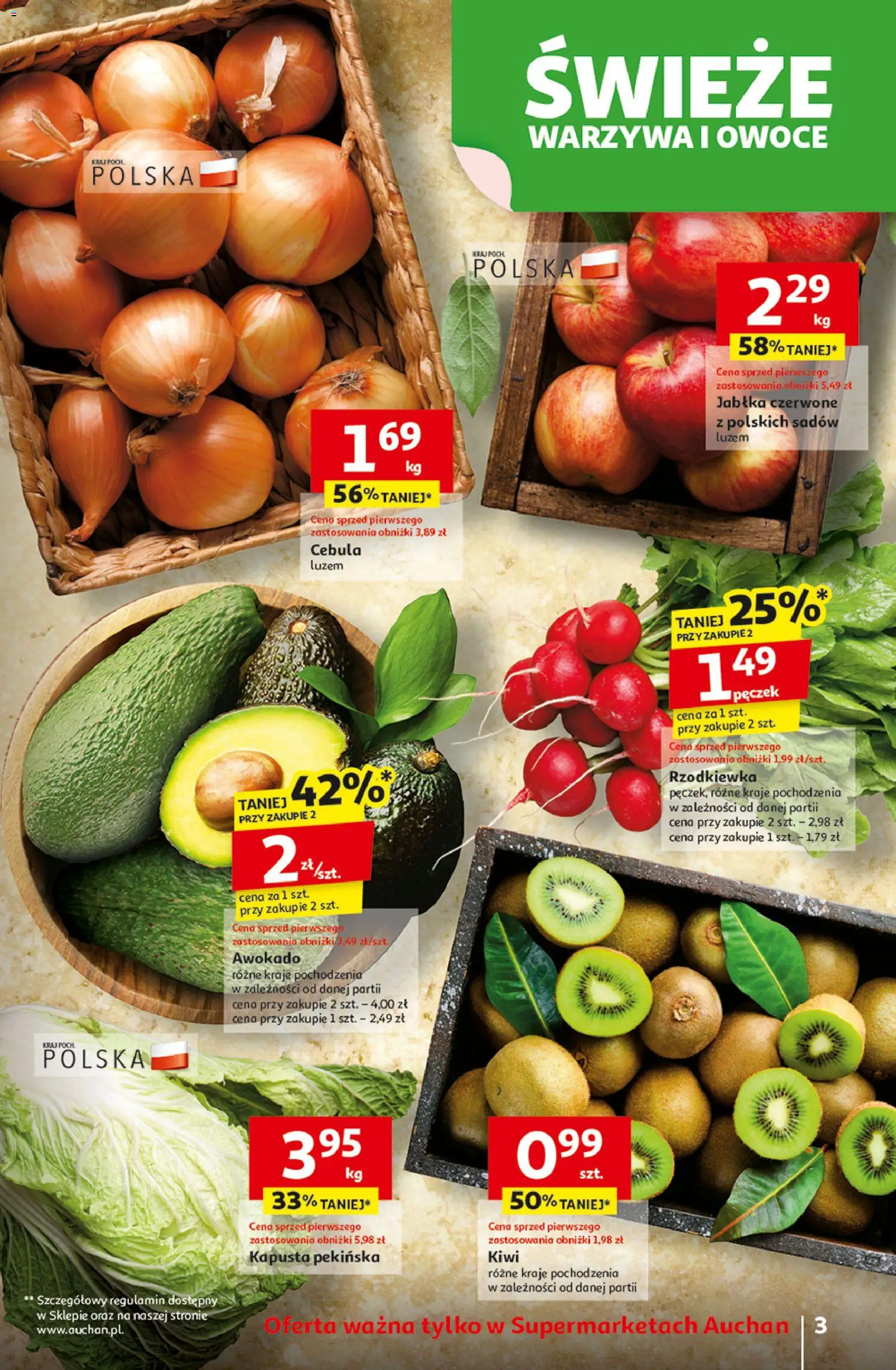 Auchan Gazetka od 06.11.2025 | Strona: 3 | Produkty: Kapusta, Kapusta pekińska, Awokado, Warzywa