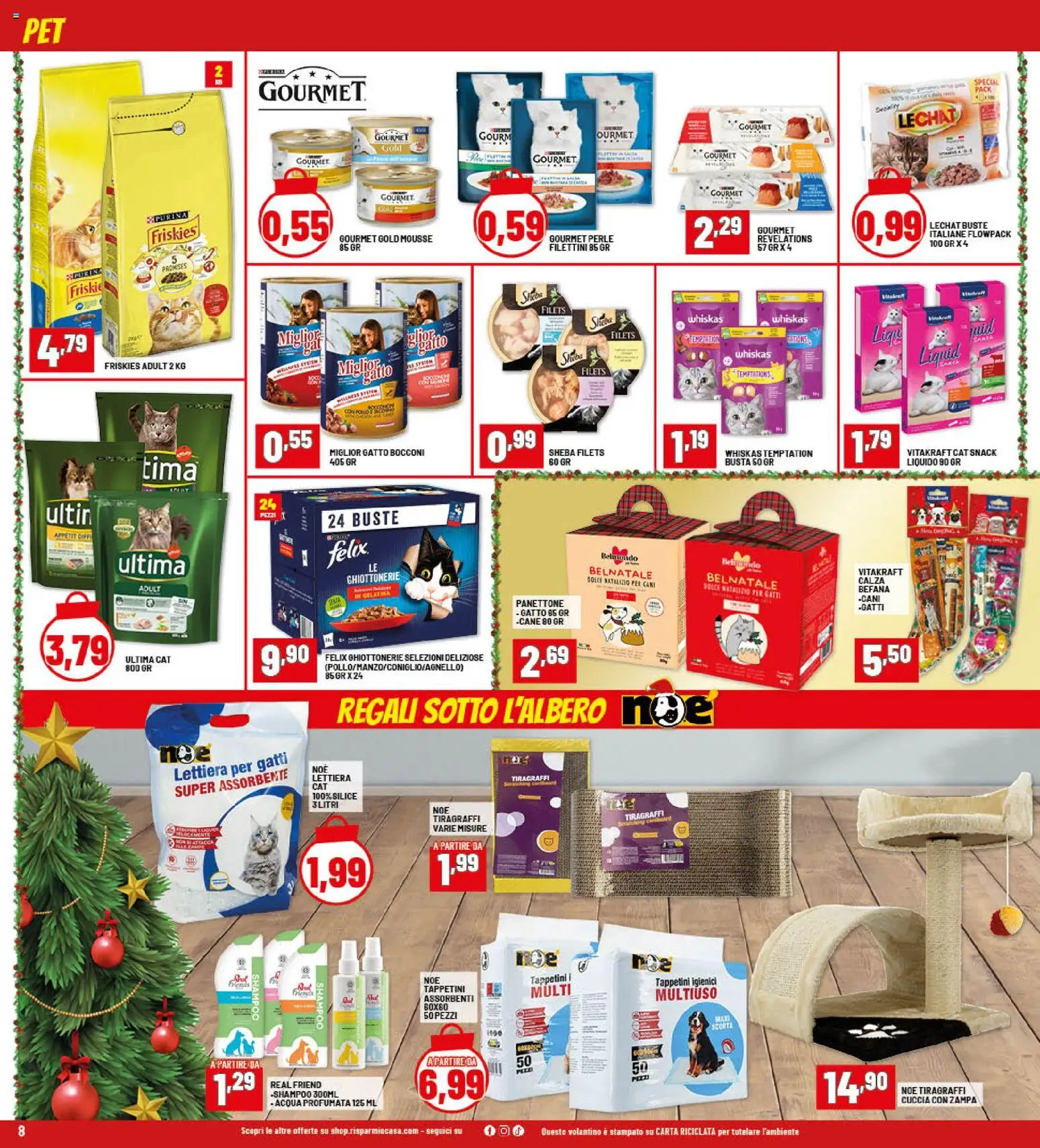 Volantino RisparmioCasa del 26.11.2025 | Pagina: 8 | Prodotti: Shampoo, Lettiera per gatti, Acqua, Panettone