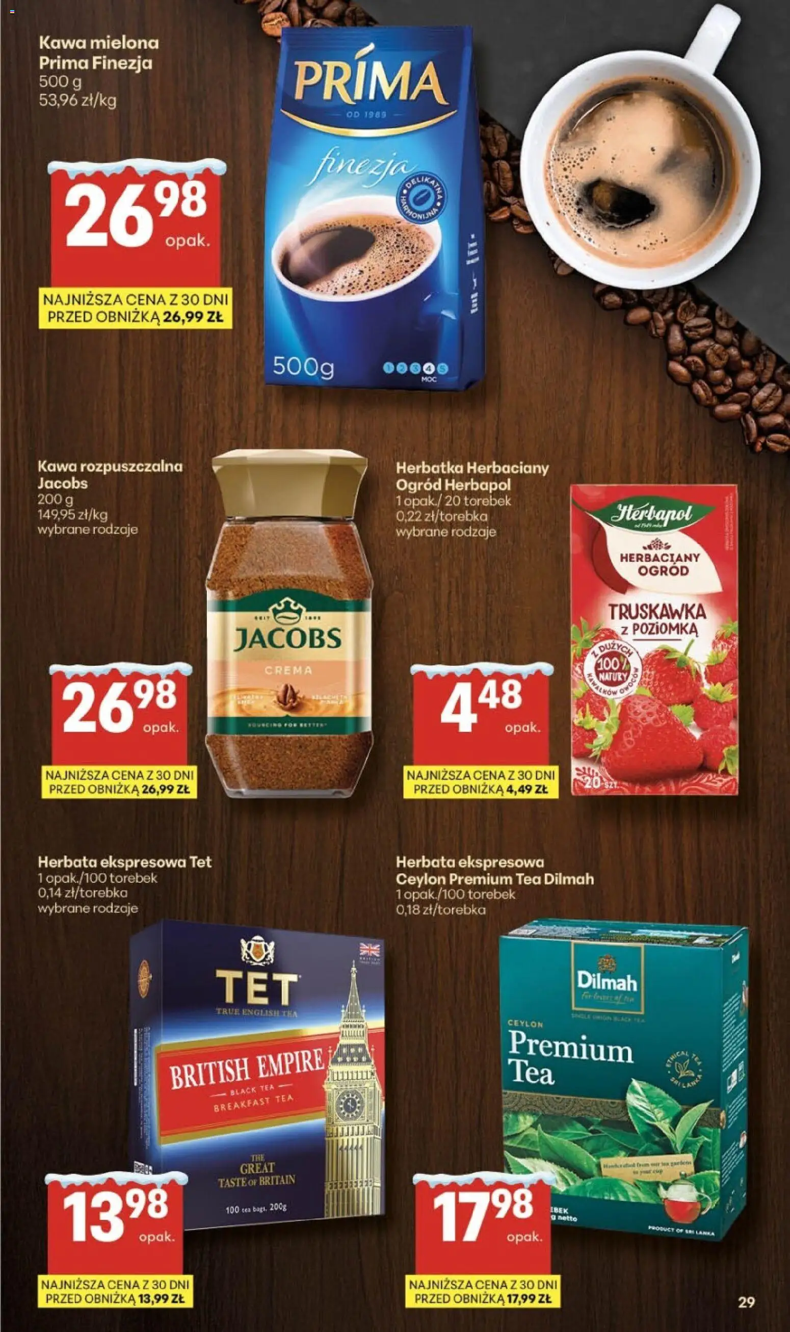 Delikatesy Centrum Gazetka od 15.01.2026 | Strona: 29 | Produkty: Kawa mielona Prima, Kawa rozpuszczalna, Kawa, Herbata