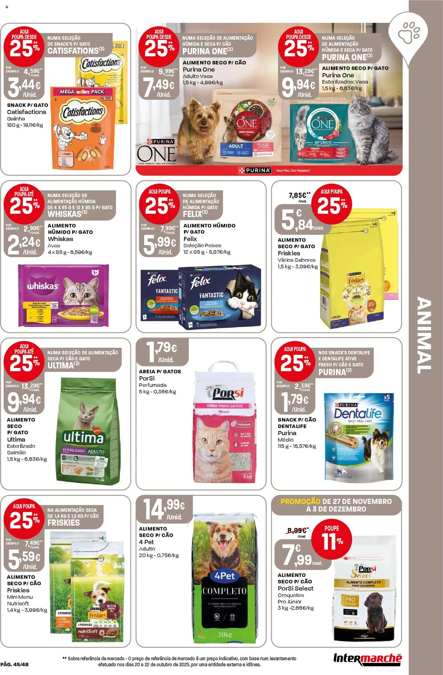 Intermarché - Black Friday │ válido de 27.11.2025 | Página: 45 | Produtos: Purina one, Areia, Base, Salmão