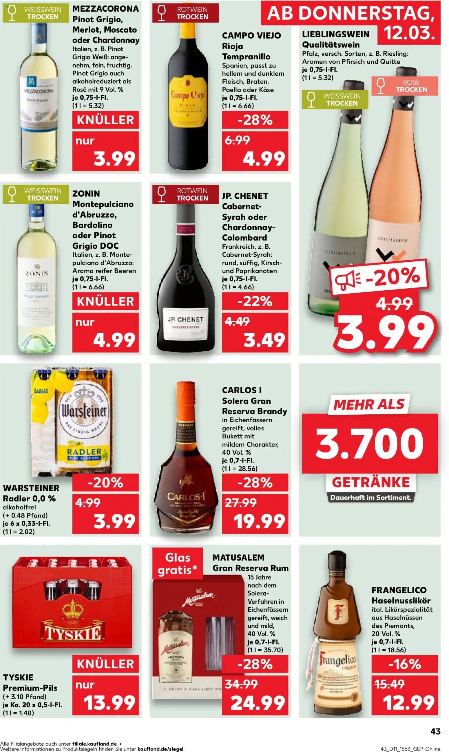 Kaufland Prospekt Hamburg	 – gültig ab 12.03.2026 | Seite: 43 | Produkte: Tyskie, Rotwein, Weißwein trocken, Warsteiner