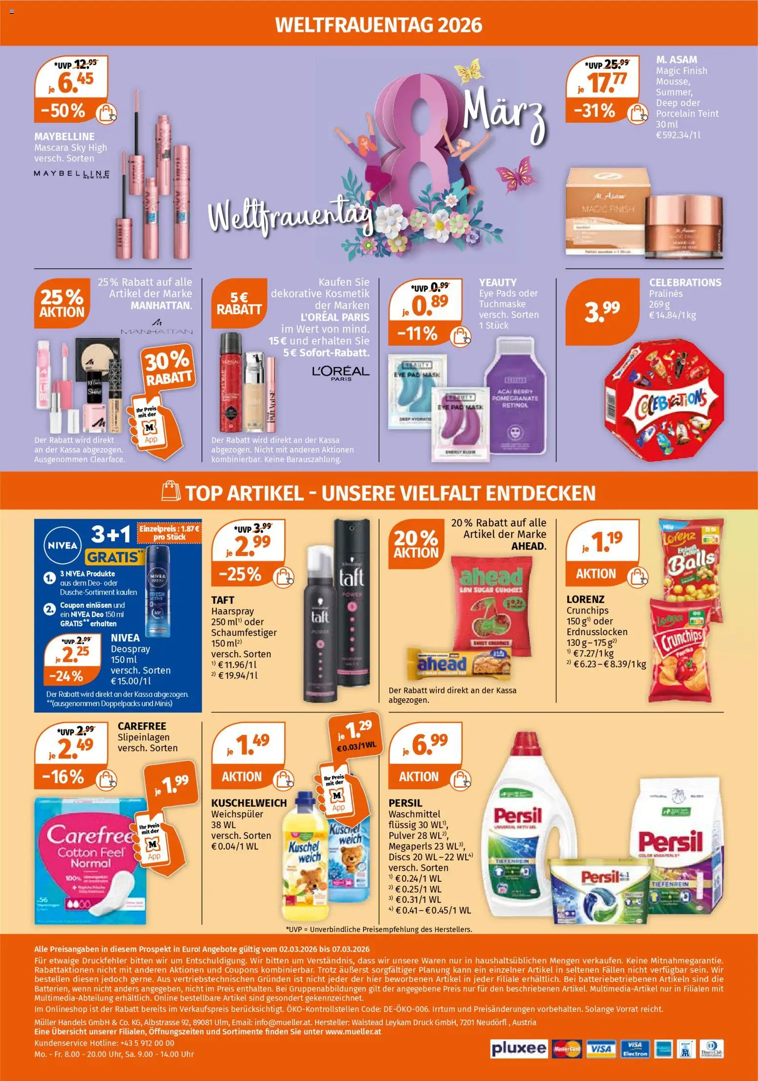 Müller Flugblatt gültig ab 02.03.2026 | Seite: 12 | Produkte: Uhr, Haarspray, Weichspüler, Waschmittel