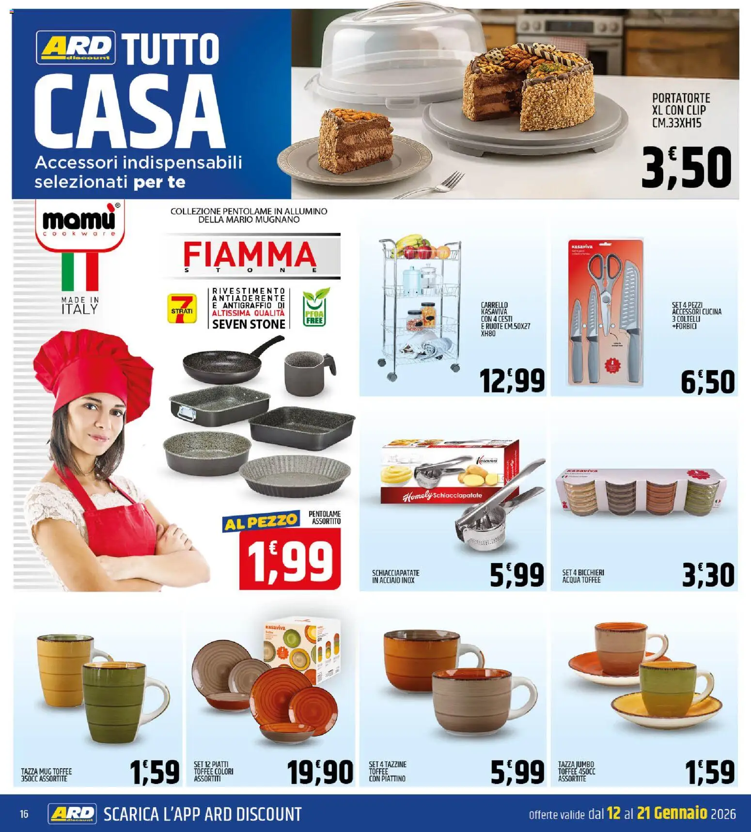 Volantino ARD Discount del 07.01.2026 | Pagina: 16 | Prodotti: Tè, Acqua, Carrello