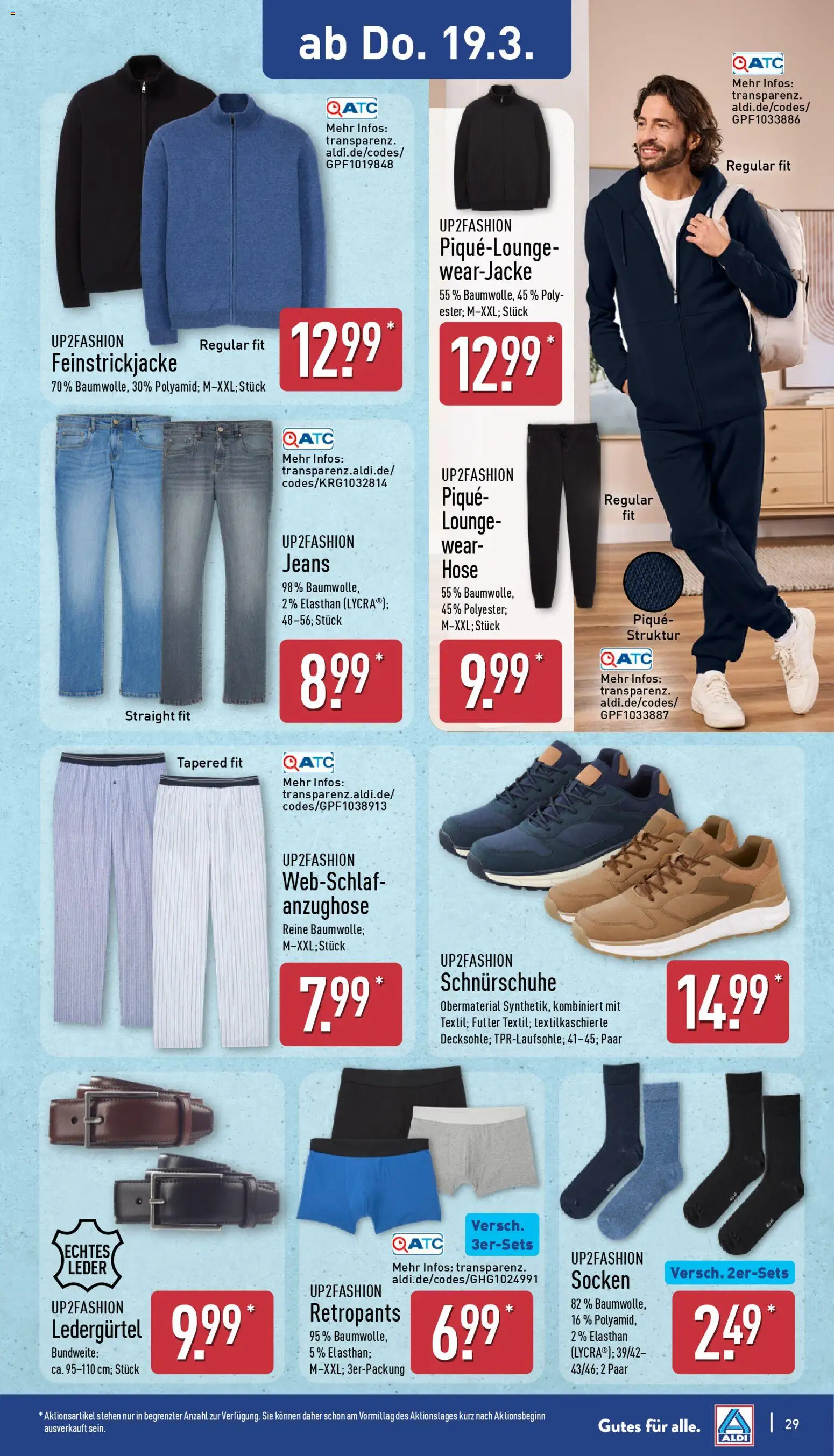 Aldi Prospekt 	 – gültig ab 16.03.2026 | Seite: 29 | Produkte: Anzughose, Hose, Socken, Jeans