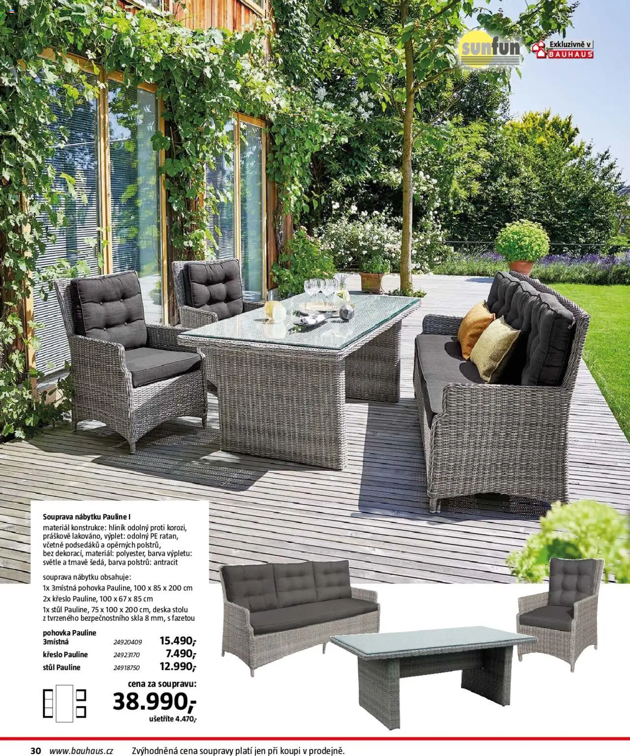 Bauhaus katalog Zahradní nábytek od 01.04.2025 | Strana: 30 | Produkty: Pohovka, Křeslo, Stůl