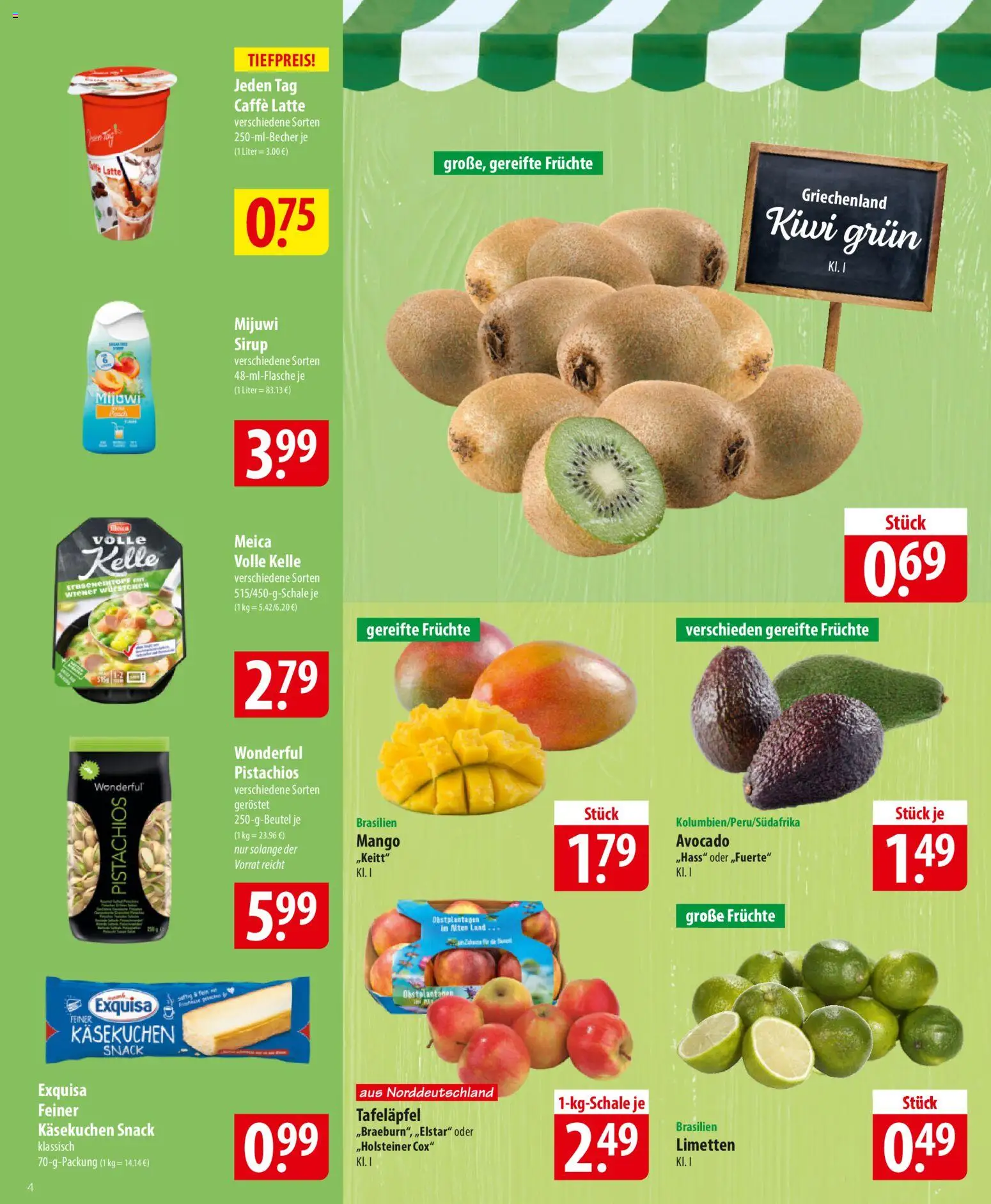 Famila Prospekt 	 – gültig ab 26.01.2026 | Seite: 4 | Produkte: Limetten, Exquisa, Avocado, Kiwi