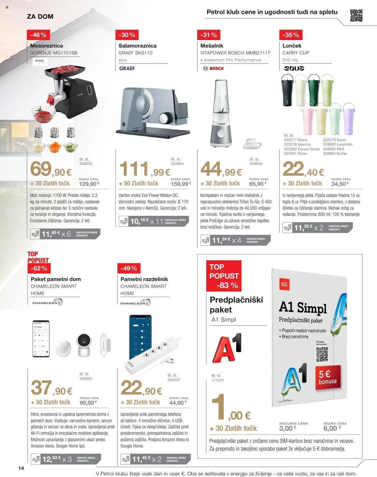 Novi Petrol katalog ponudbe – veljaven od 01.09.2025 | Stran: 14 | Izdelki: Mesalnik, Usb, Mesoreznica