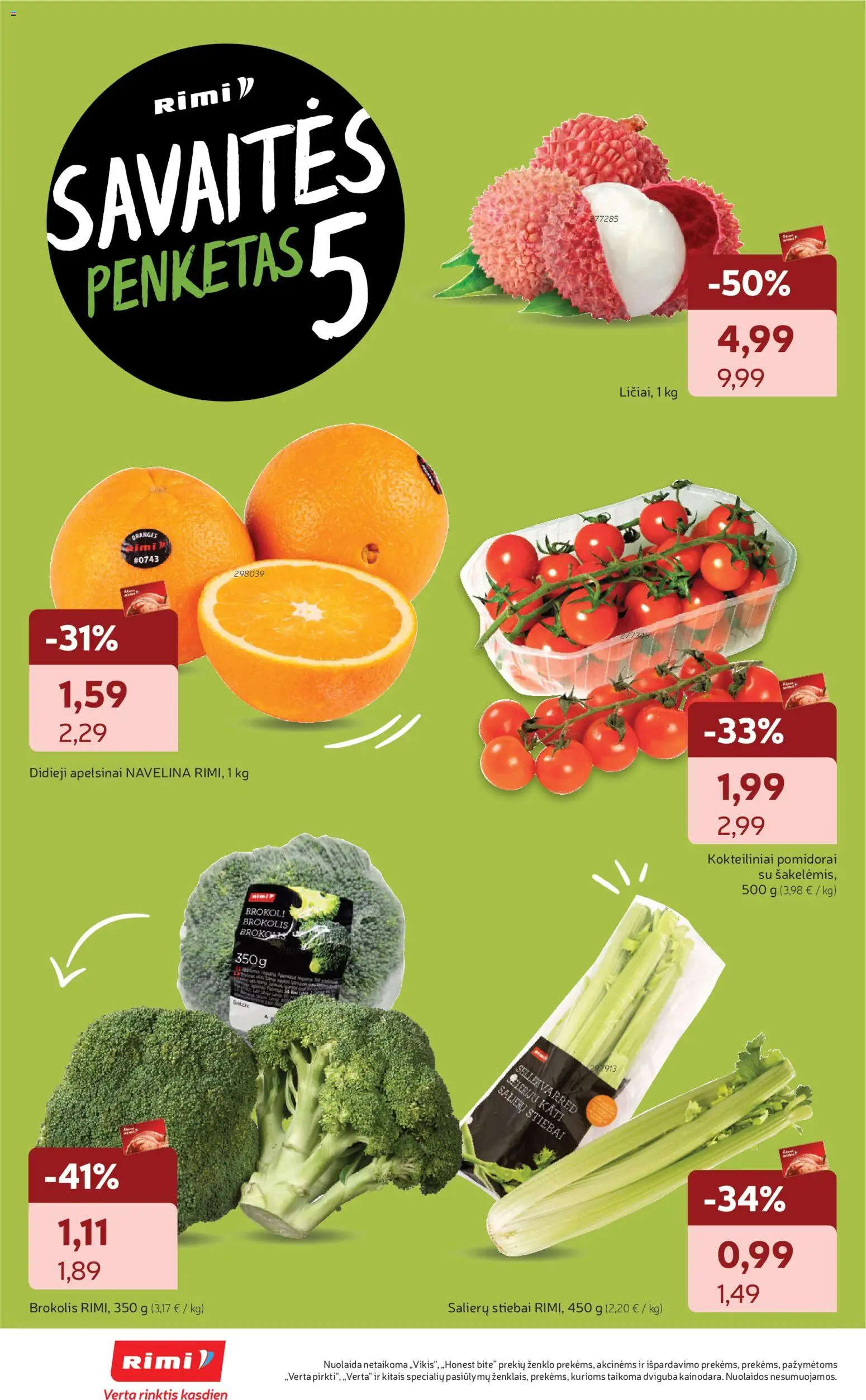 Rimi akcijos nuo 20.01.2026 | Puslapis: 6 | Prekių: Brokolis, Apelsinai, Pomidorai