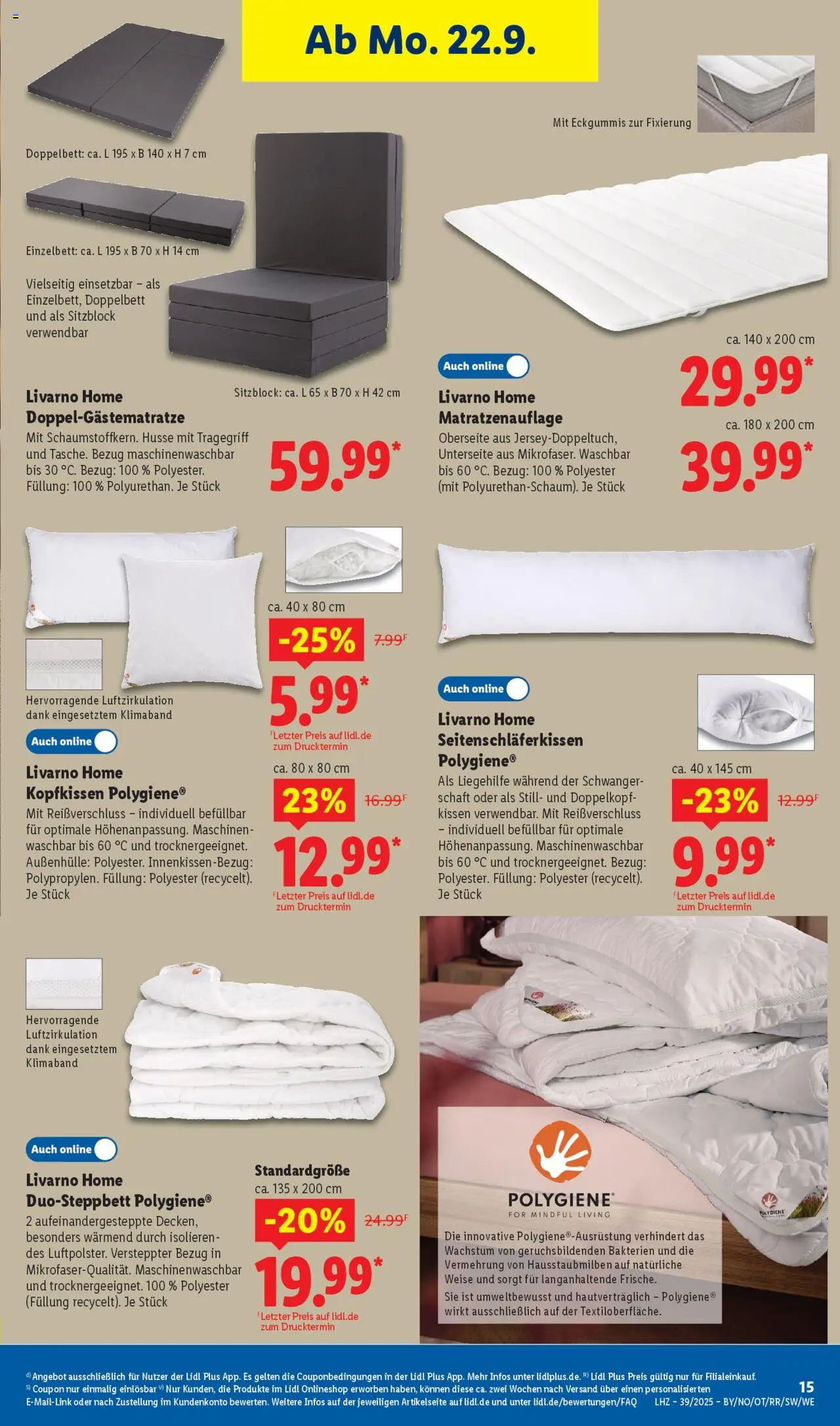 Lidl Prospekt Uffenheim – gültig ab 22.09.2025 | Seite: 11 | Produkte: Kissen, Einzelbett, Doppelbett, Kopfkissen