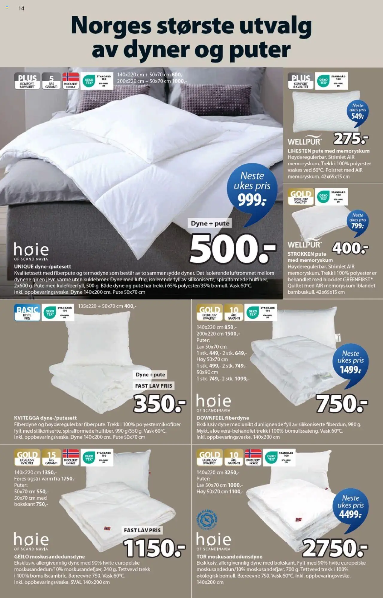  | Side: 14 | Produkter: Dyne, Vask, Суміш дитяча, Pute